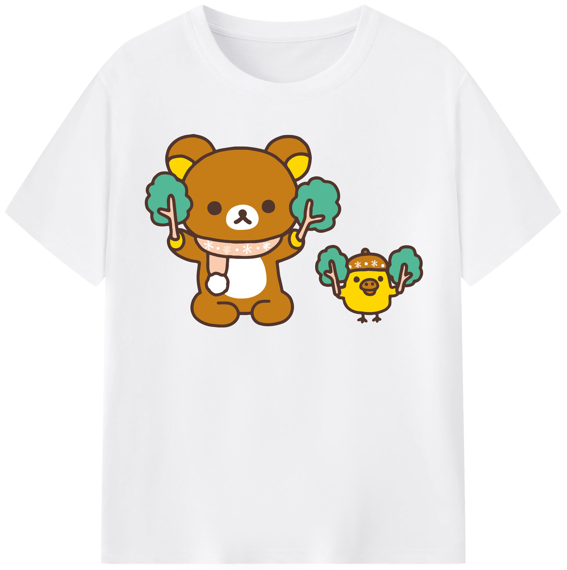 （画像用） リラックマ リラックマ キイロイトリ Rilakkuma Korilakkuma Kiiroitori 綿100％半袖Tシャツ（フロントプリント）