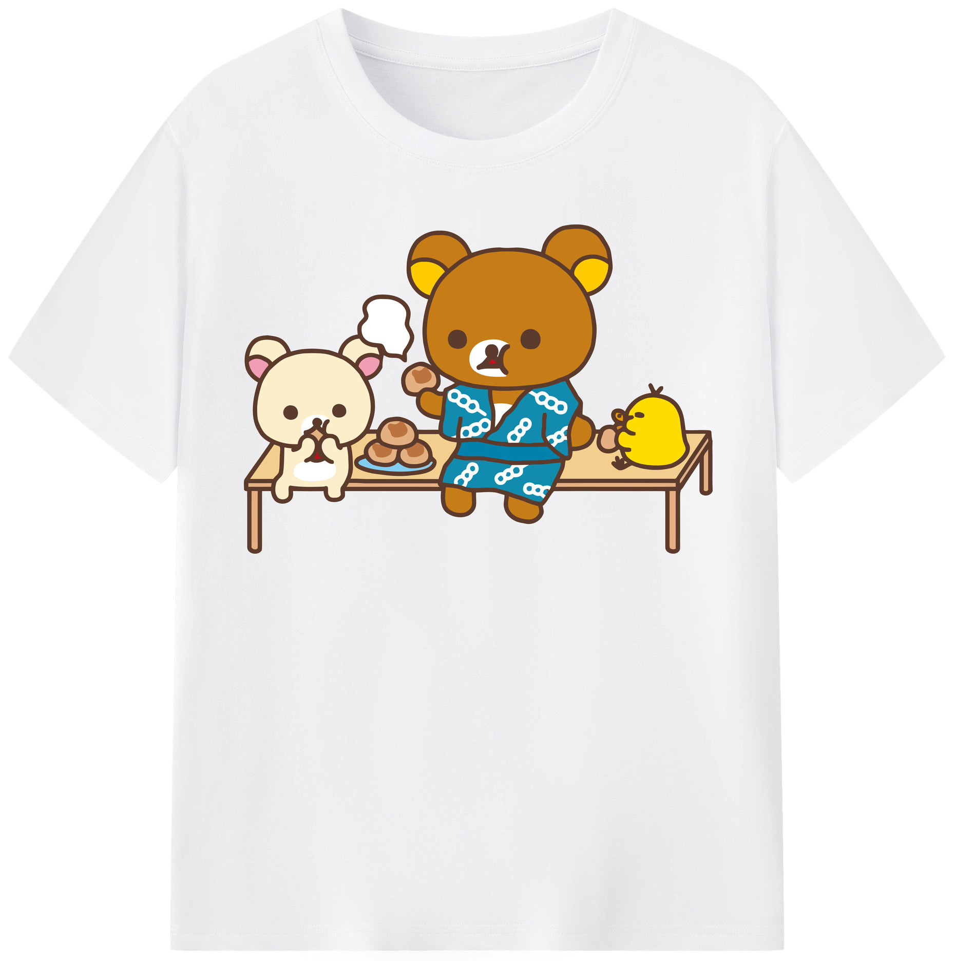 （画像用） リラックマ リラックマ キイロイトリ Rilakkuma Korilakkuma Kiiroitori 綿100％半袖Tシャツ（フロントプリント）