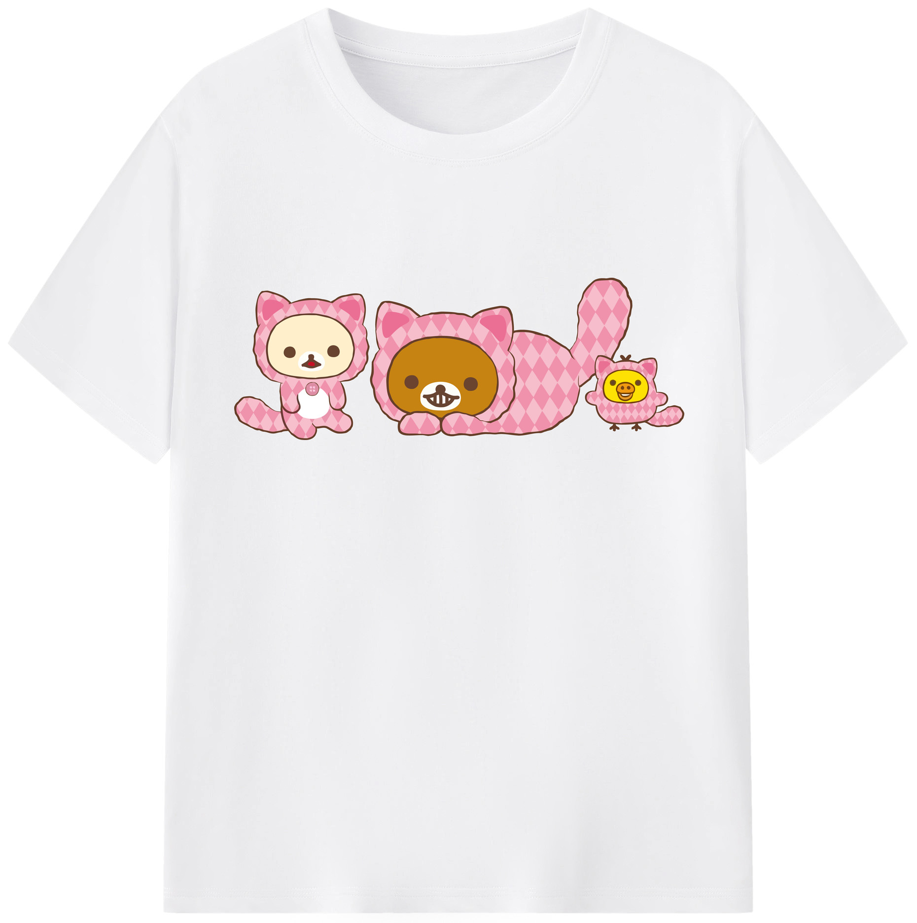 （画像用） リラックマ リラックマ キイロイトリ Rilakkuma Korilakkuma Kiiroitori 綿100％半袖Tシャツ（フロントプリント）