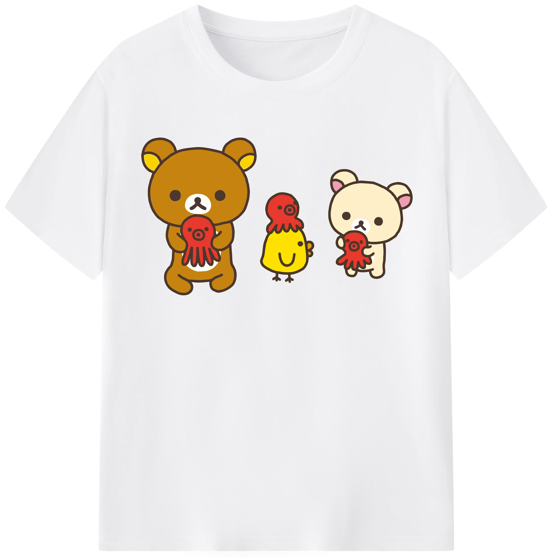 （画像用） リラックマ リラックマ キイロイトリ Rilakkuma Korilakkuma Kiiroitori 綿100％半袖Tシャツ（フロントプリント）