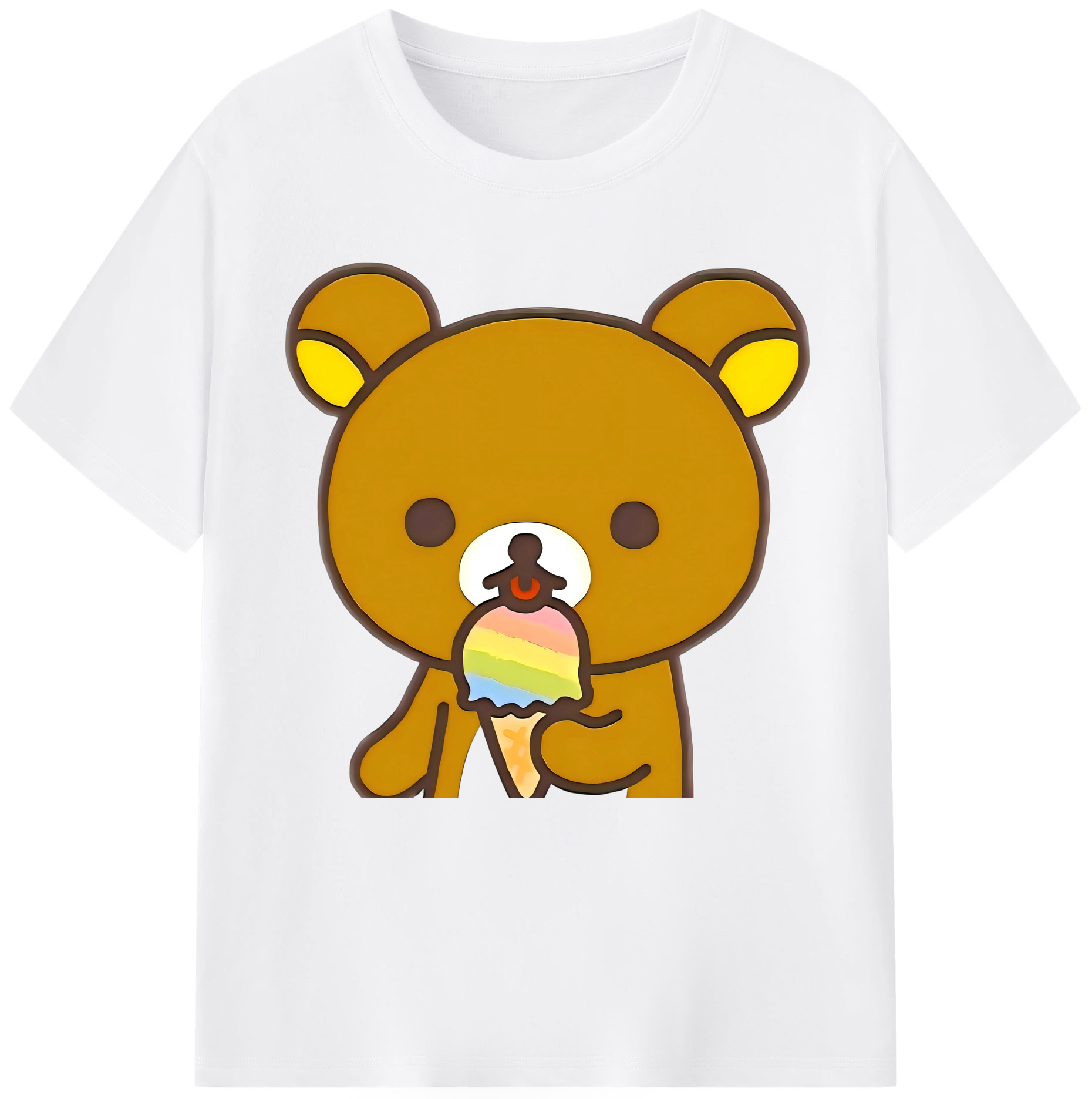 （画像用） リラックマ リラックマ キイロイトリ Rilakkuma Korilakkuma Kiiroitori 綿100％半袖Tシャツ（フロントプリント）