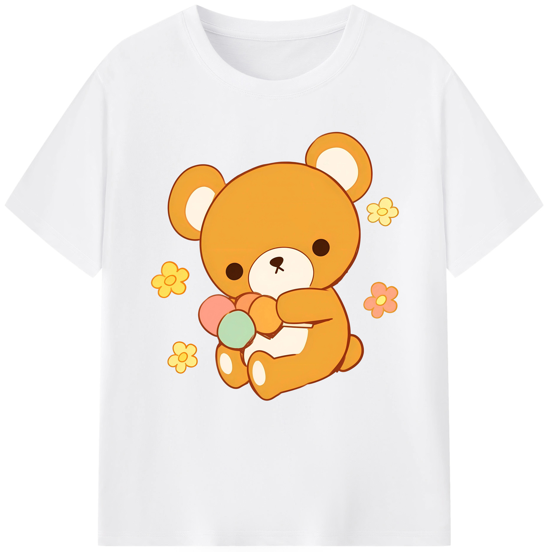 （画像用） リラックマ リラックマ キイロイトリ Rilakkuma Korilakkuma Kiiroitori 綿100％半袖Tシャツ（フロントプリント）