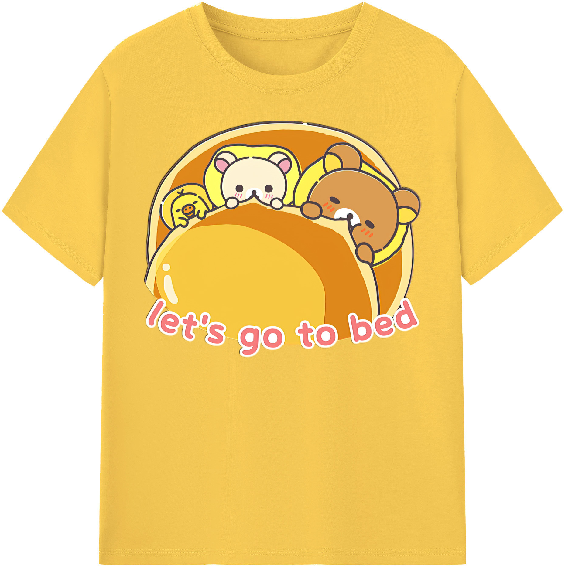 （画像用） リラックマ リラックマ キイロイトリ Rilakkuma Korilakkuma Kiiroitori 綿100％半袖Tシャツ（フロントプリント）