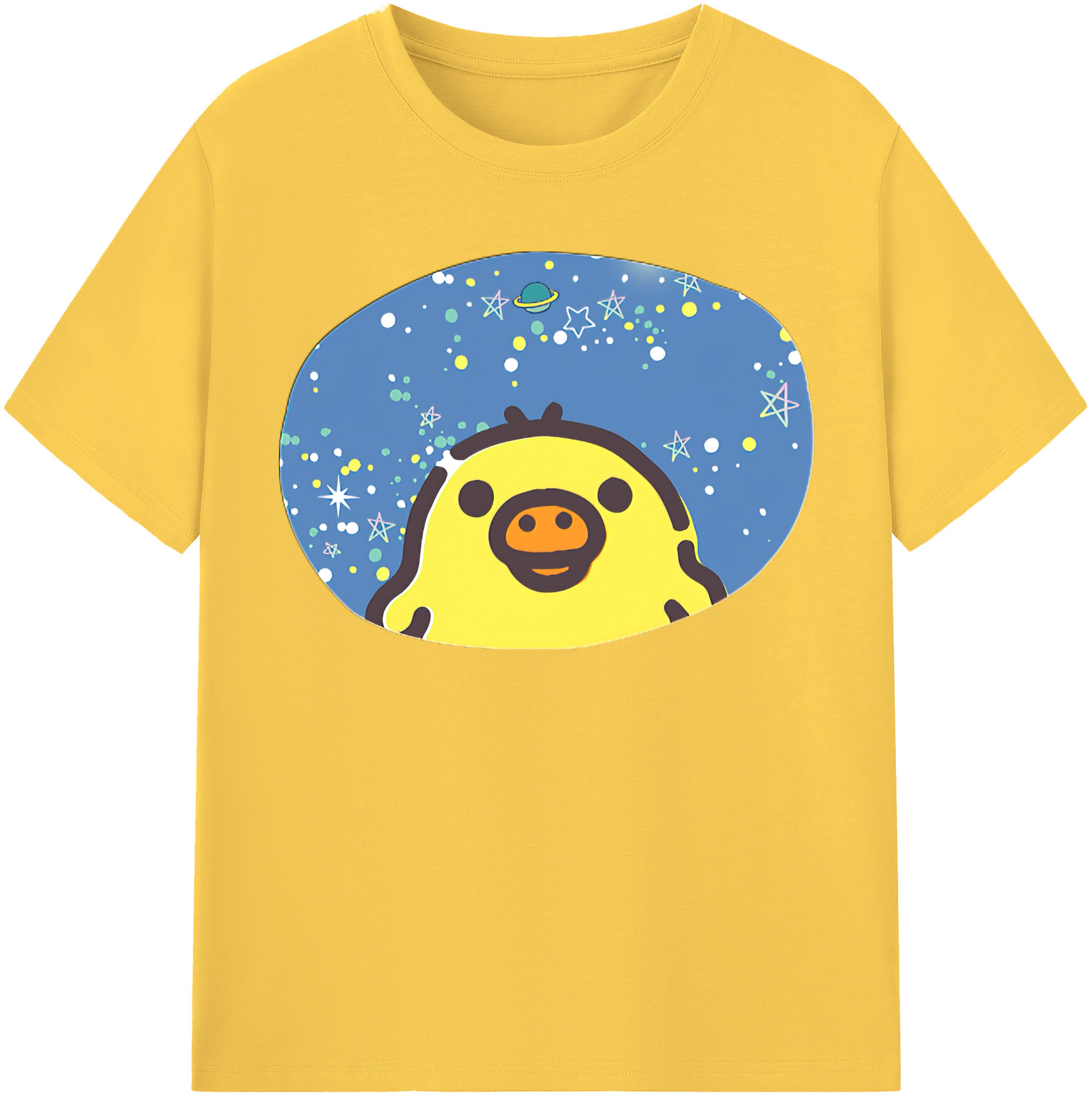 （画像用） リラックマ リラックマ キイロイトリ Rilakkuma Korilakkuma Kiiroitori 綿100％半袖Tシャツ（フロントプリント）
