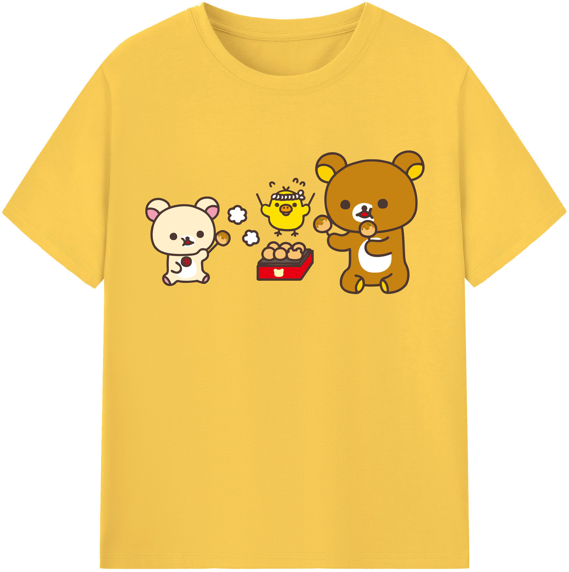 （画像用） リラックマ リラックマ キイロイトリ Rilakkuma Korilakkuma Kiiroitori 綿100％半袖Tシャツ（フロントプリント）