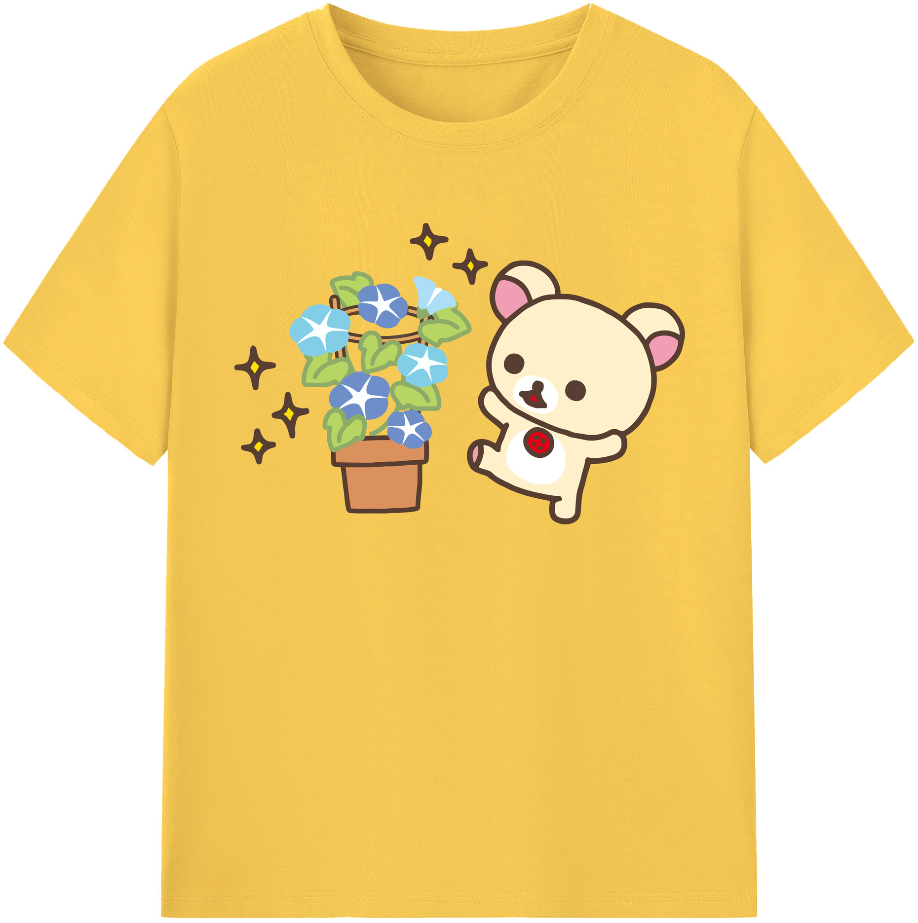 （画像用） リラックマ リラックマ キイロイトリ Rilakkuma Korilakkuma Kiiroitori 綿100％半袖Tシャツ（フロントプリント）