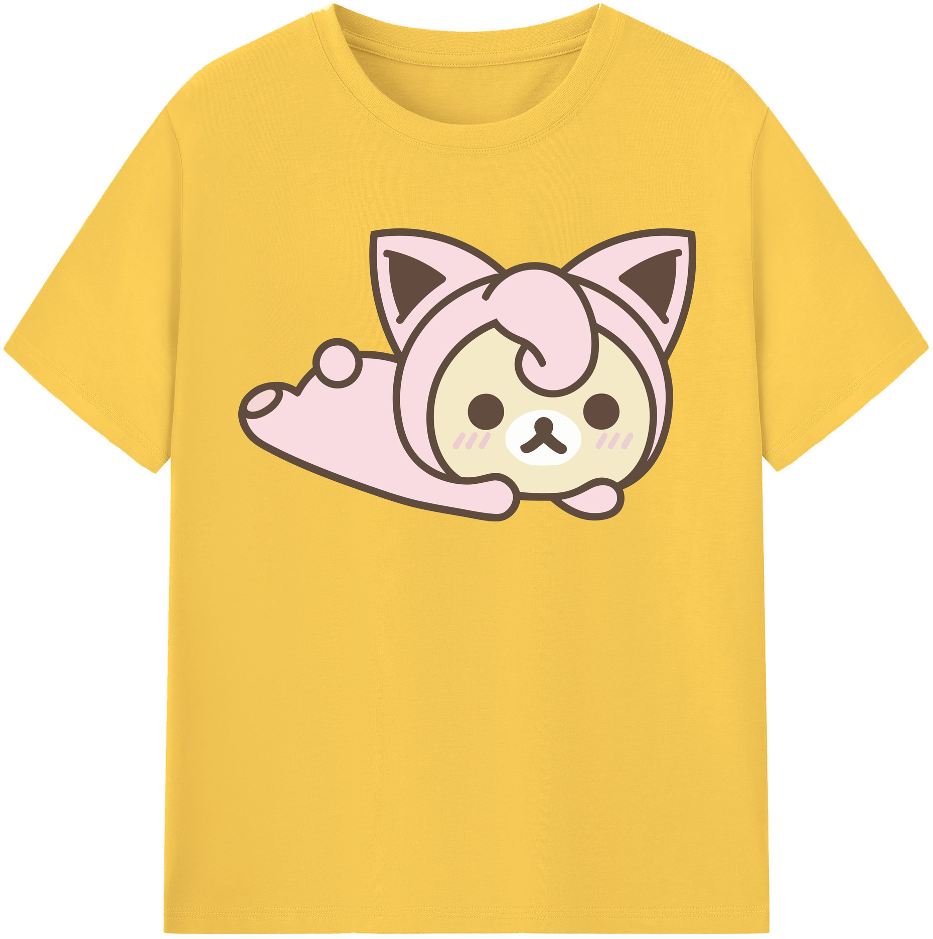 （画像用） リラックマ リラックマ キイロイトリ Rilakkuma Korilakkuma Kiiroitori 綿100％半袖Tシャツ（フロントプリント）