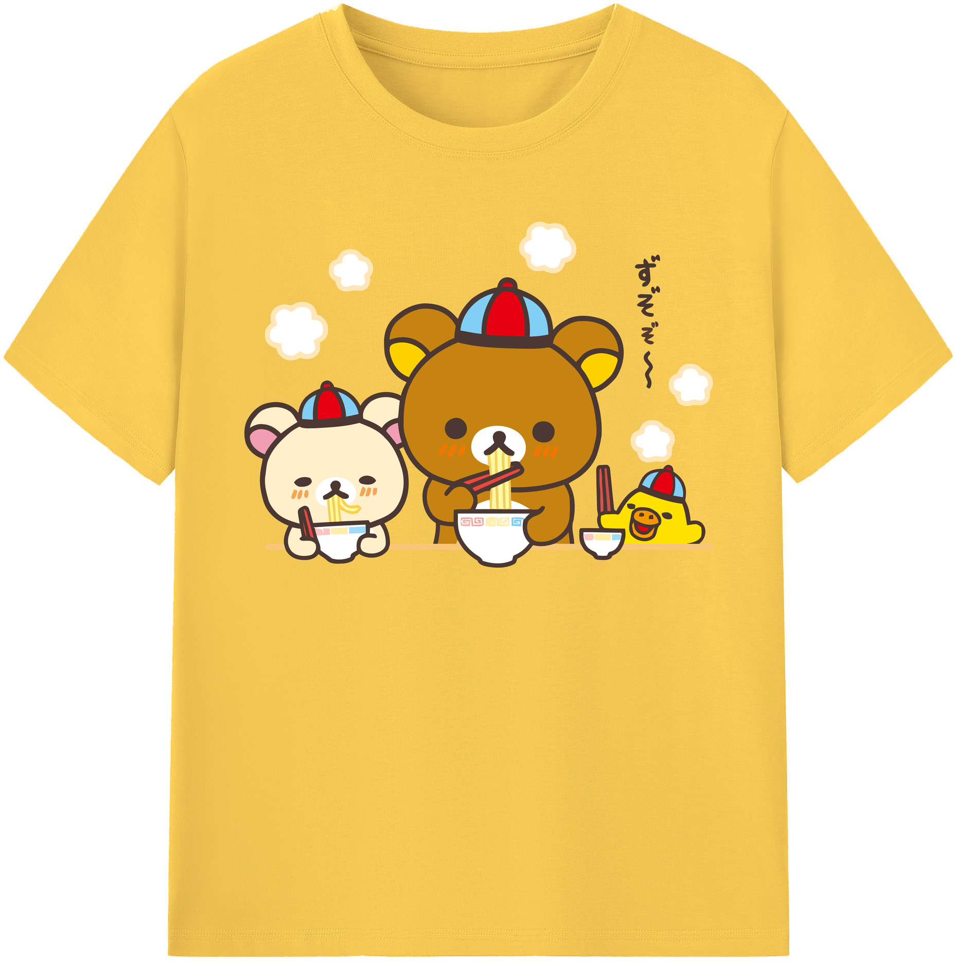 （画像用） リラックマ リラックマ キイロイトリ Rilakkuma Korilakkuma Kiiroitori 綿100％半袖Tシャツ（フロントプリント）