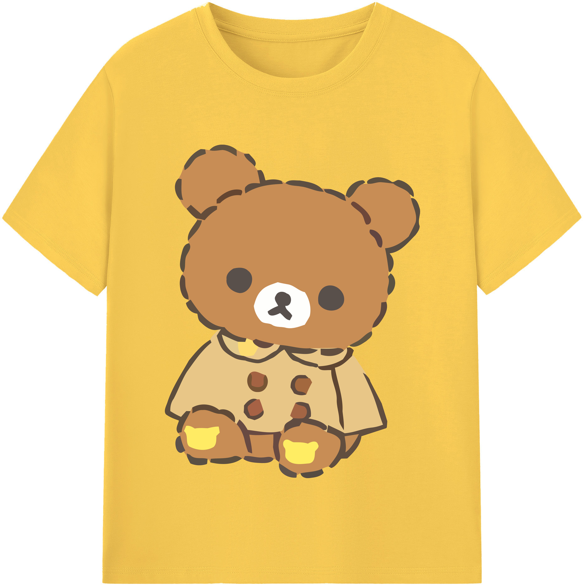 （画像用） リラックマ リラックマ キイロイトリ Rilakkuma Korilakkuma Kiiroitori 綿100％半袖Tシャツ（フロントプリント）