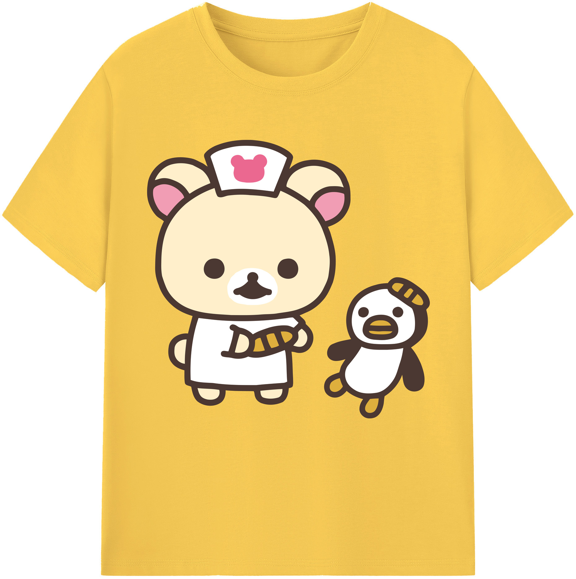 （画像用） リラックマ リラックマ キイロイトリ Rilakkuma Korilakkuma Kiiroitori 綿100％半袖Tシャツ（フロントプリント）