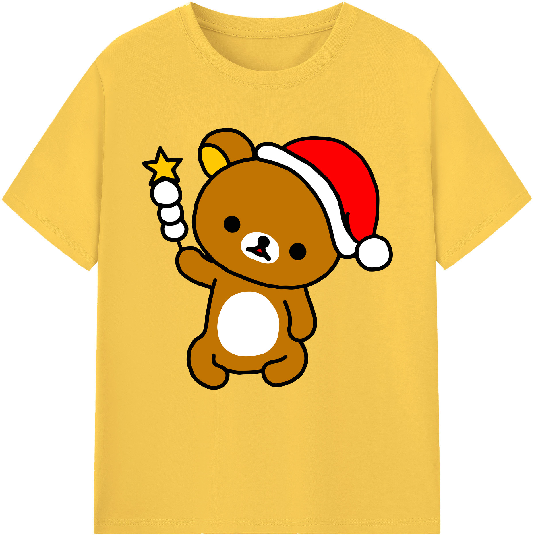 （画像用） リラックマ リラックマ キイロイトリ Rilakkuma Korilakkuma Kiiroitori 綿100％半袖Tシャツ（フロントプリント）