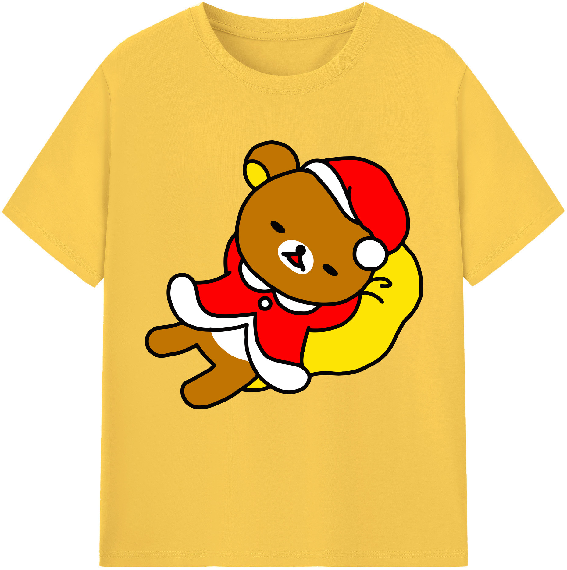 （画像用） リラックマ リラックマ キイロイトリ Rilakkuma Korilakkuma Kiiroitori 綿100％半袖Tシャツ（フロントプリント）