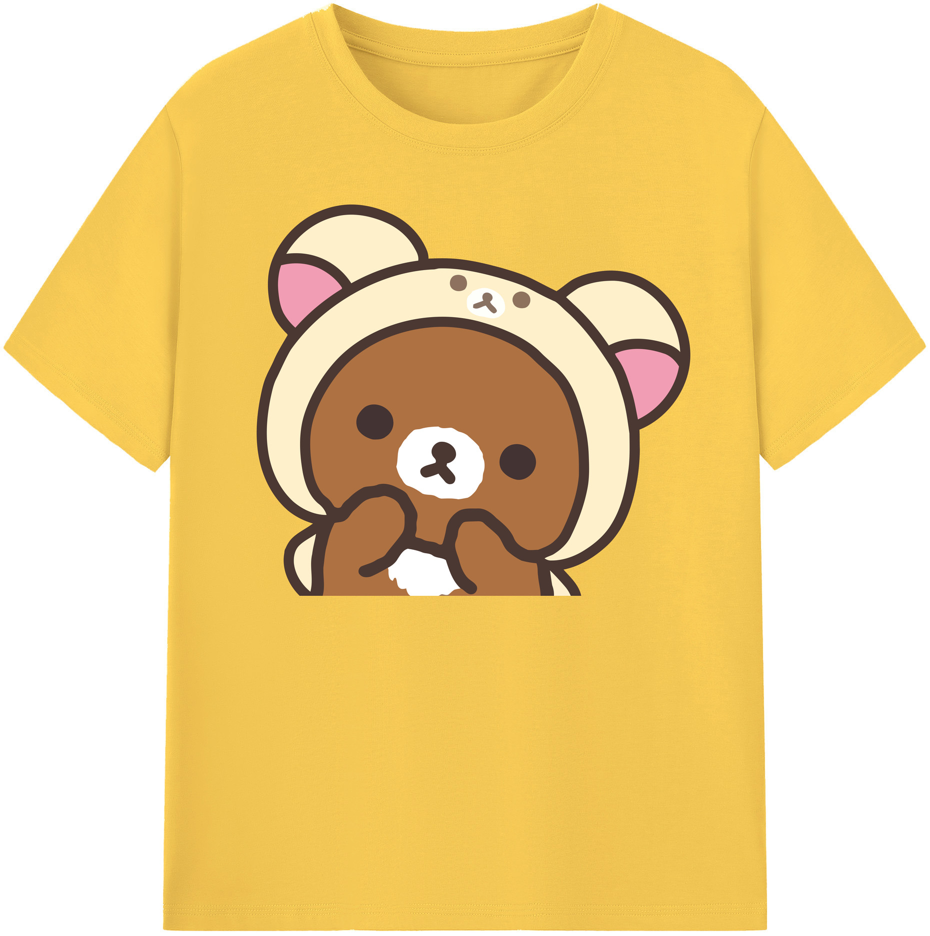 （画像用） リラックマ リラックマ キイロイトリ Rilakkuma Korilakkuma Kiiroitori 綿100％半袖Tシャツ（フロントプリント）