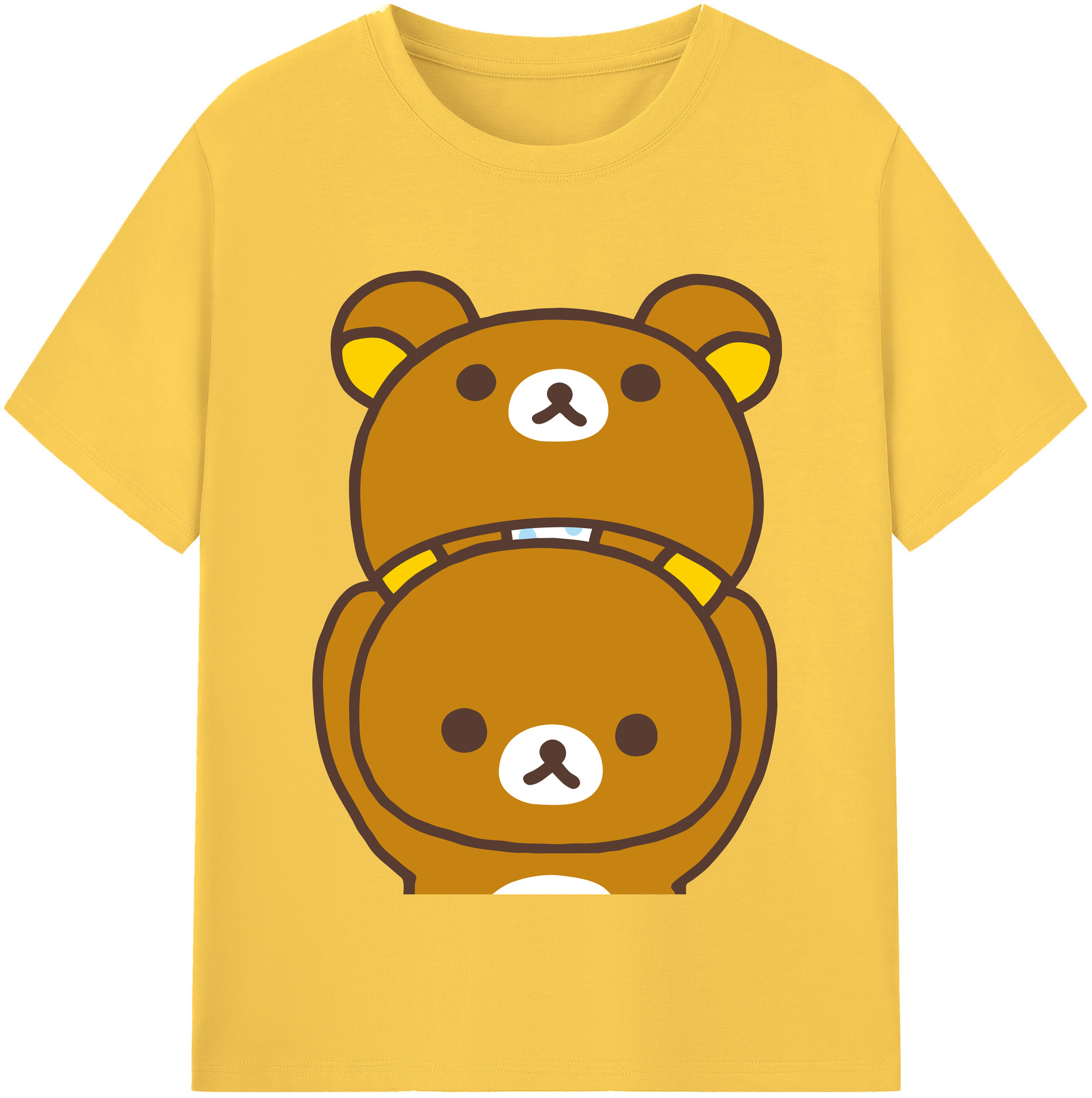 （画像用） リラックマ リラックマ キイロイトリ Rilakkuma Korilakkuma Kiiroitori 綿100％半袖Tシャツ（フロントプリント）