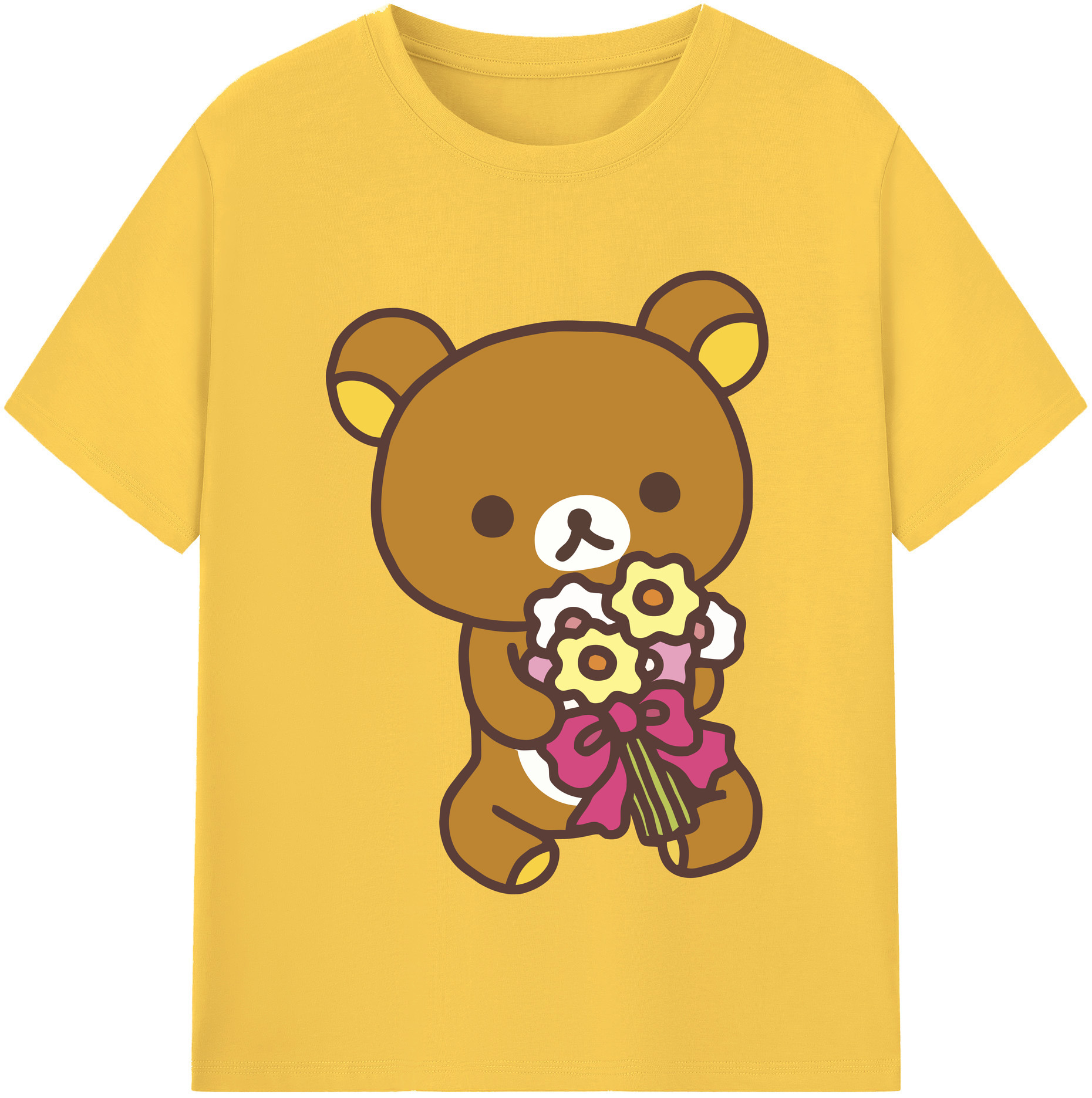 （画像用） リラックマ リラックマ キイロイトリ Rilakkuma Korilakkuma Kiiroitori 綿100％半袖Tシャツ（フロントプリント）