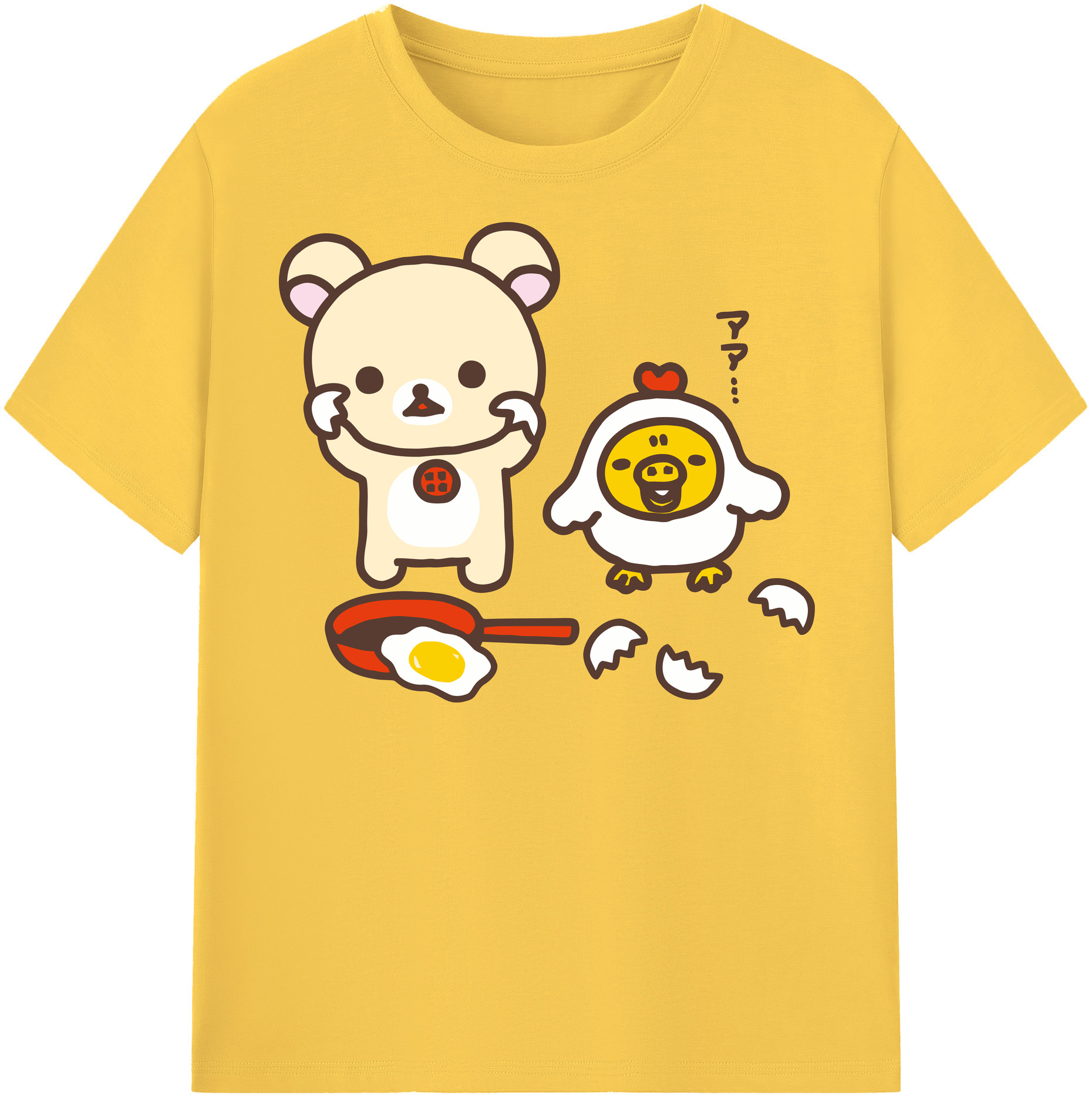 （画像用） リラックマ リラックマ キイロイトリ Rilakkuma Korilakkuma Kiiroitori 綿100％半袖Tシャツ（フロントプリント）