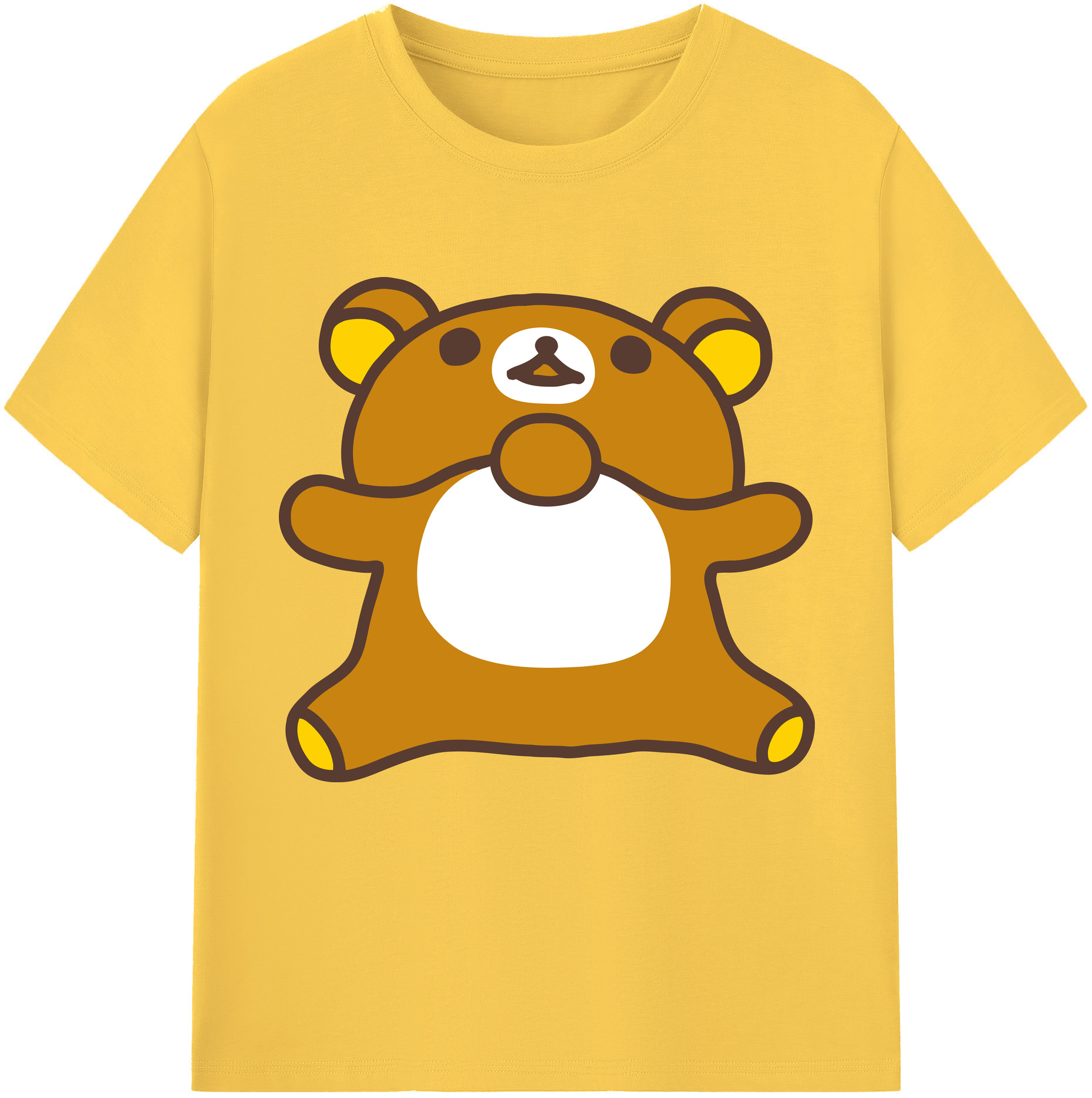 （画像用） リラックマ リラックマ キイロイトリ Rilakkuma Korilakkuma Kiiroitori 綿100％半袖Tシャツ（フロントプリント）