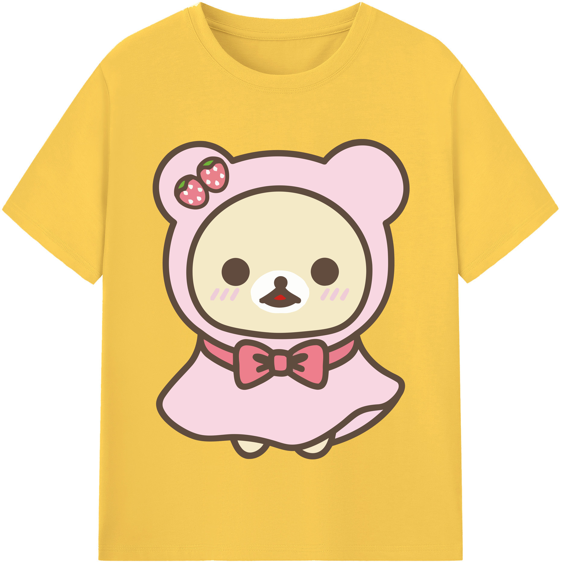 （画像用） リラックマ リラックマ キイロイトリ Rilakkuma Korilakkuma Kiiroitori 綿100％半袖Tシャツ（フロントプリント）