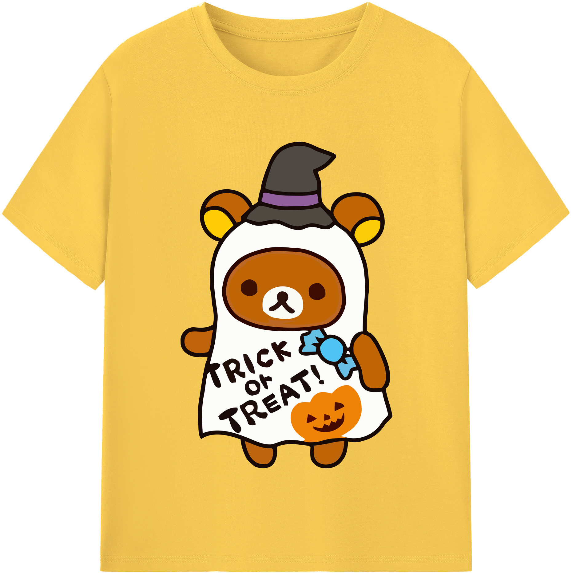 （画像用） リラックマ リラックマ キイロイトリ Rilakkuma Korilakkuma Kiiroitori 綿100％半袖Tシャツ（フロントプリント）