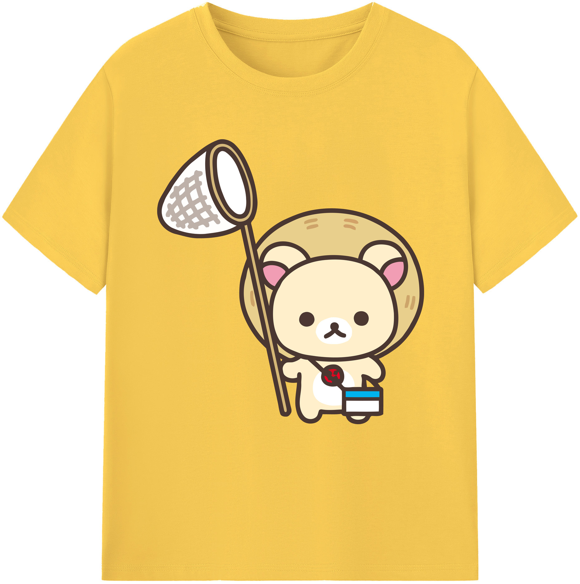 （画像用） リラックマ リラックマ キイロイトリ Rilakkuma Korilakkuma Kiiroitori 綿100％半袖Tシャツ（フロントプリント）