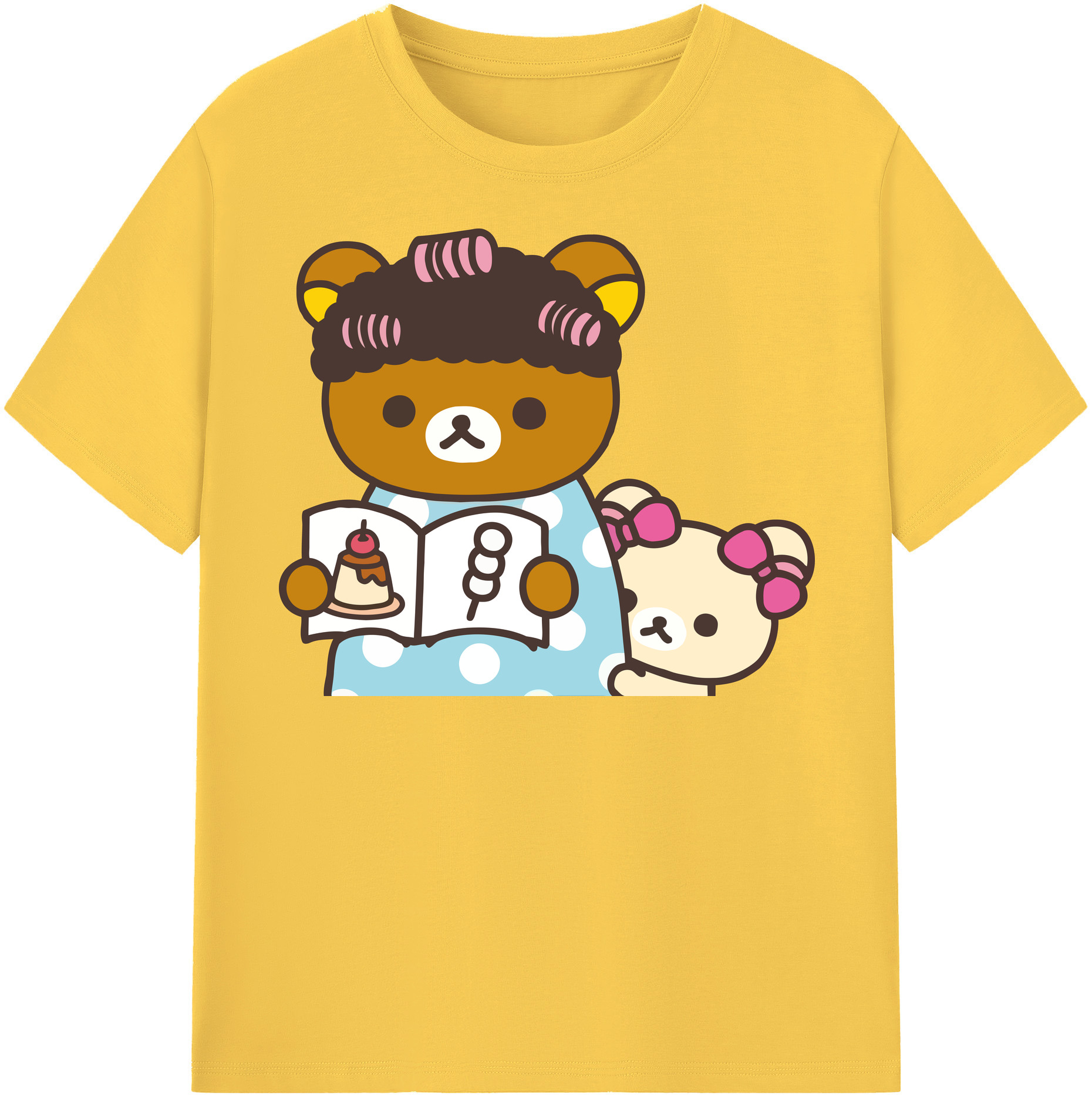 （画像用） リラックマ リラックマ キイロイトリ Rilakkuma Korilakkuma Kiiroitori 綿100％半袖Tシャツ（フロントプリント）