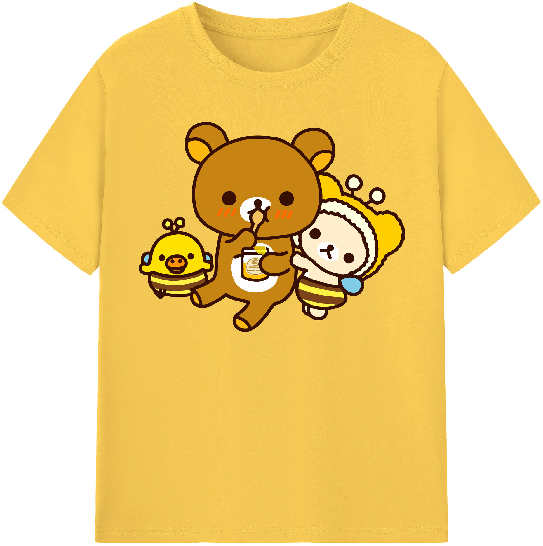 （画像用） リラックマ リラックマ キイロイトリ Rilakkuma Korilakkuma Kiiroitori 綿100％半袖Tシャツ（フロントプリント）