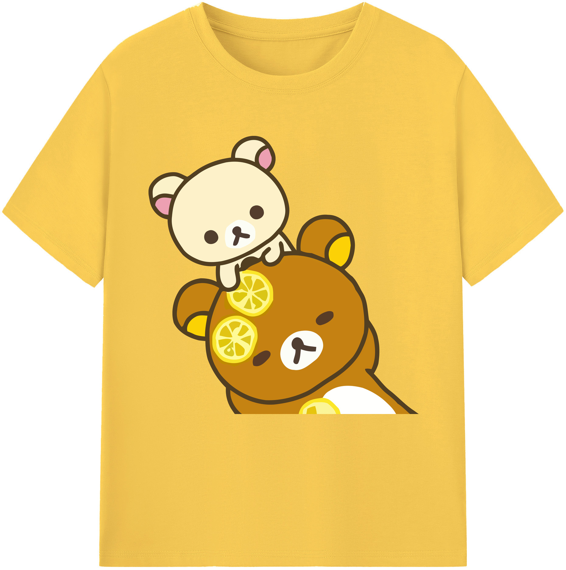 （画像用） リラックマ リラックマ キイロイトリ Rilakkuma Korilakkuma Kiiroitori 綿100％半袖Tシャツ（フロントプリント）