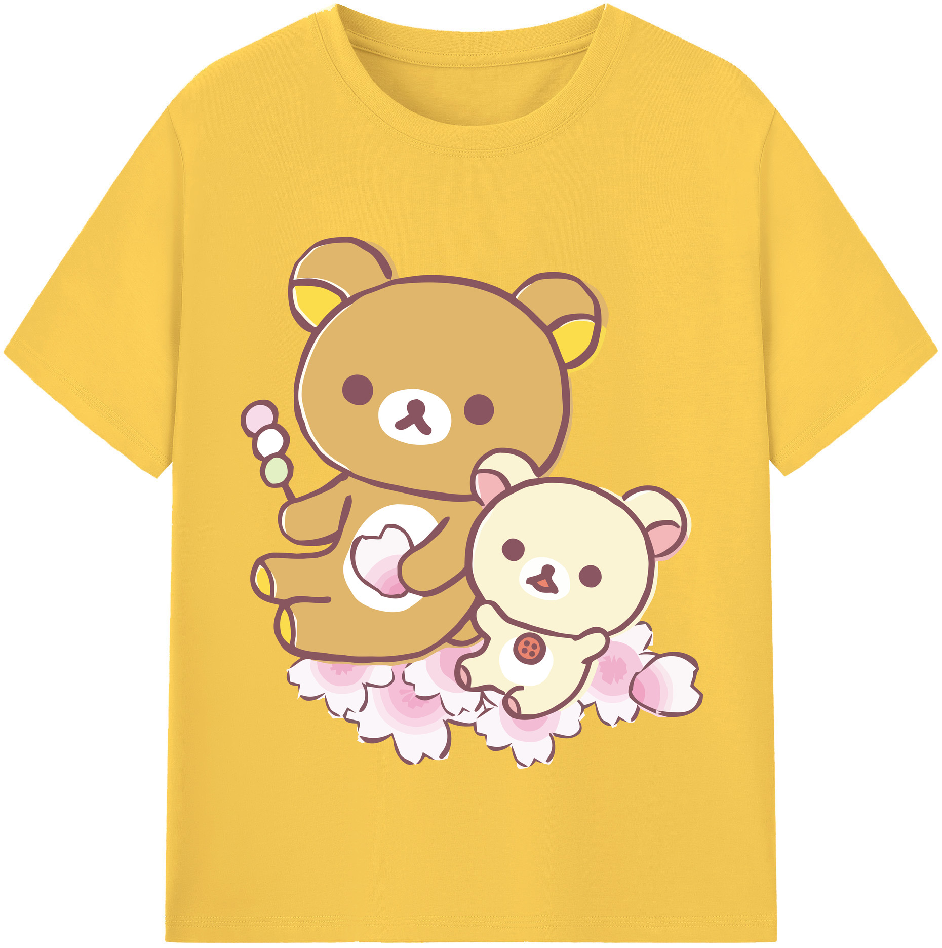 （画像用） リラックマ リラックマ キイロイトリ Rilakkuma Korilakkuma Kiiroitori 綿100％半袖Tシャツ（フロントプリント）
