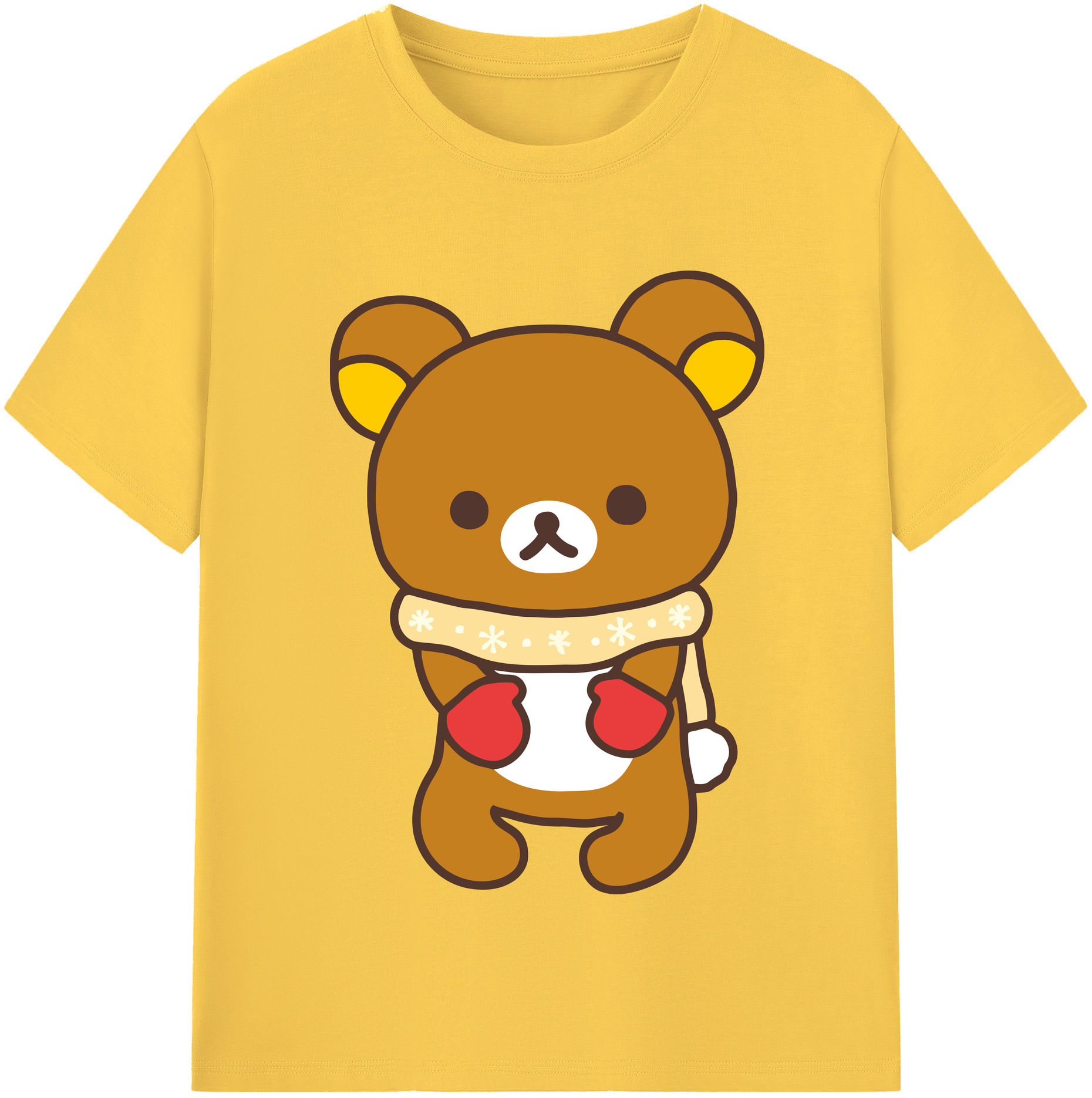 （画像用） リラックマ リラックマ キイロイトリ Rilakkuma Korilakkuma Kiiroitori 綿100％半袖Tシャツ（フロントプリント）