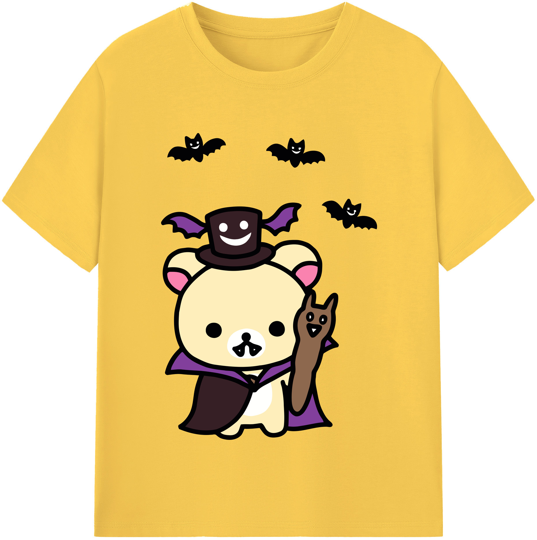 （画像用） リラックマ リラックマ キイロイトリ Rilakkuma Korilakkuma Kiiroitori 綿100％半袖Tシャツ（フロントプリント）