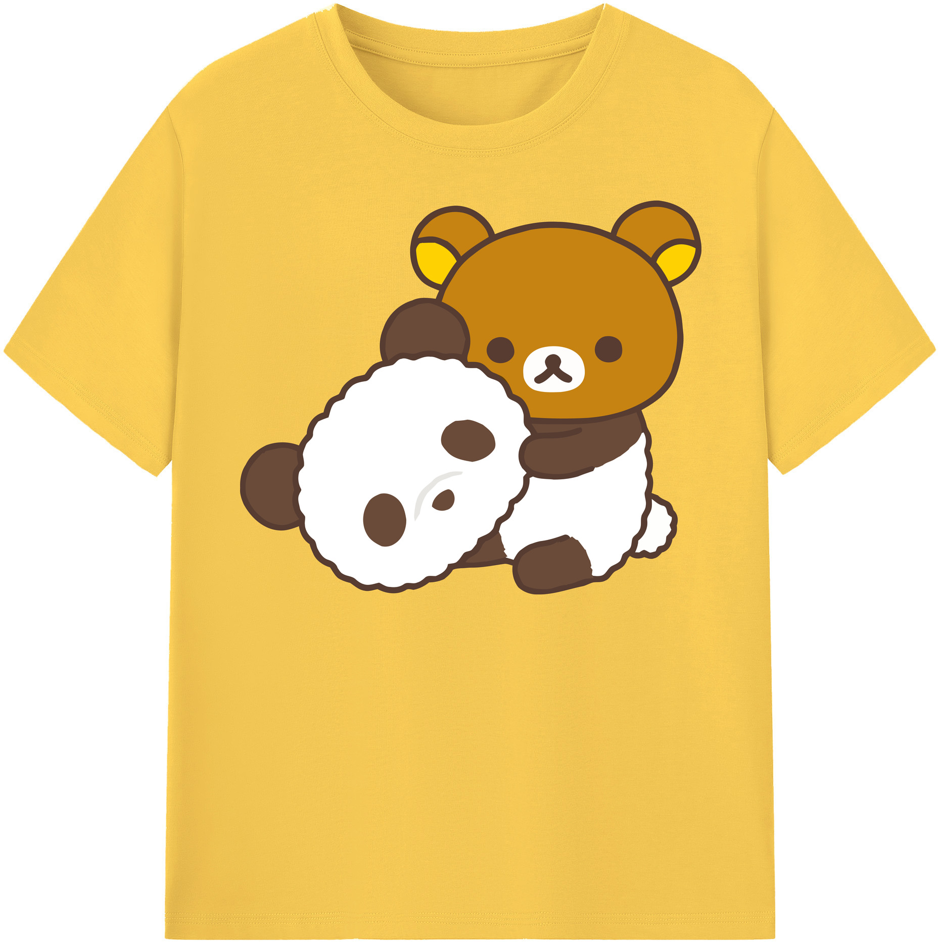 （画像用） リラックマ リラックマ キイロイトリ Rilakkuma Korilakkuma Kiiroitori 綿100％半袖Tシャツ（フロントプリント）