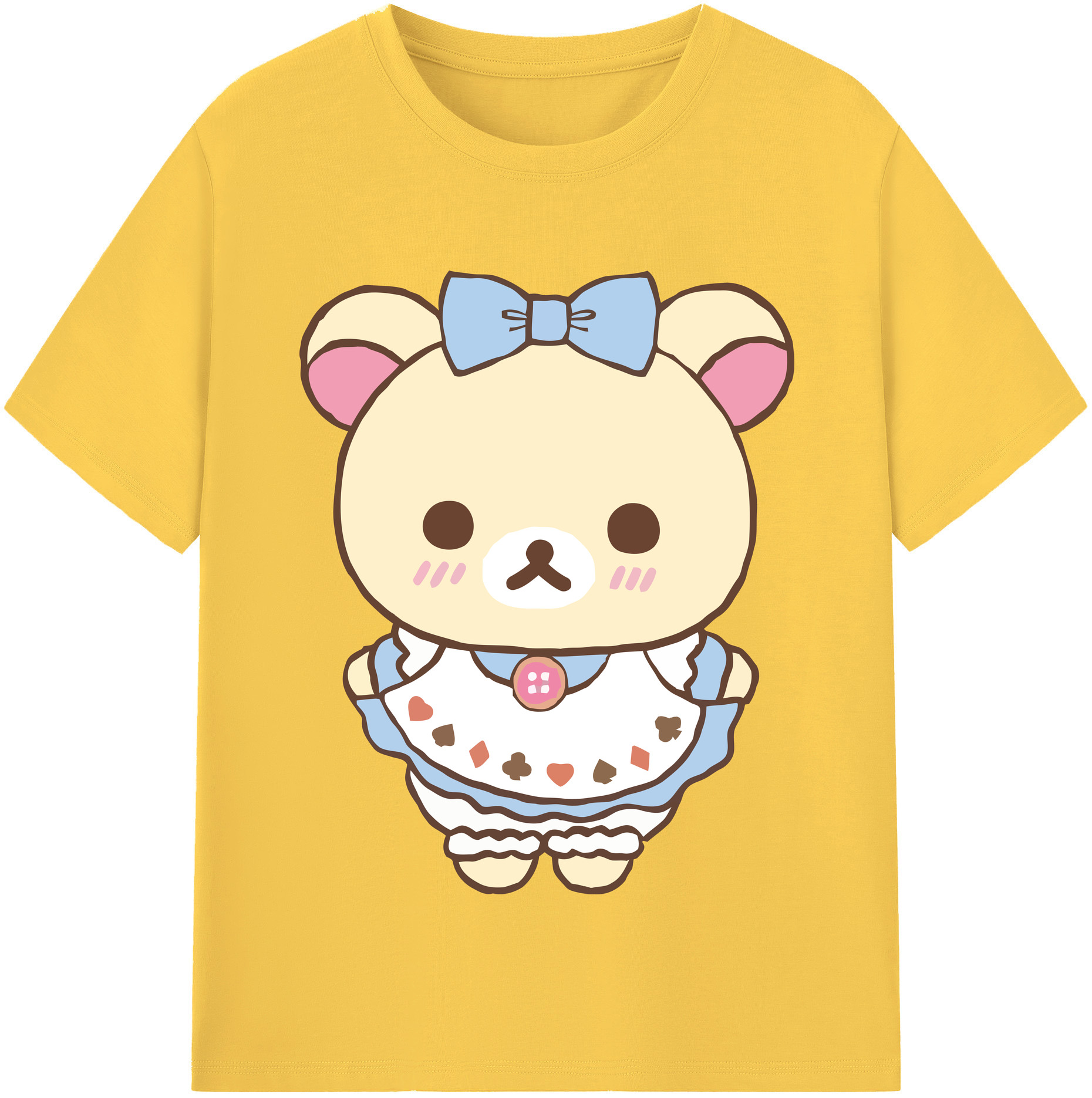 （画像用） リラックマ リラックマ キイロイトリ Rilakkuma Korilakkuma Kiiroitori 綿100％半袖Tシャツ（フロントプリント）