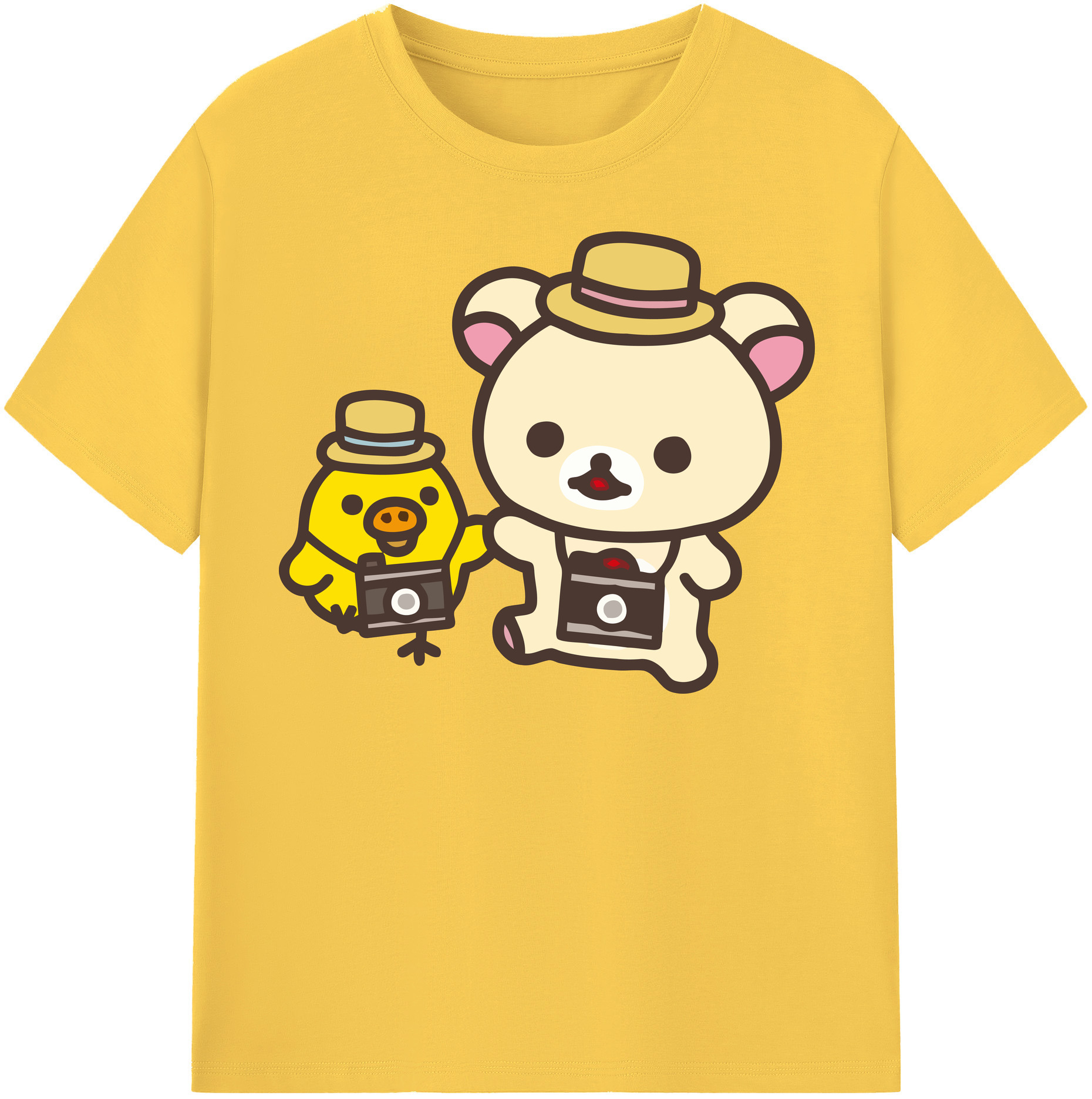 （画像用） リラックマ リラックマ キイロイトリ Rilakkuma Korilakkuma Kiiroitori 綿100％半袖Tシャツ（フロントプリント）