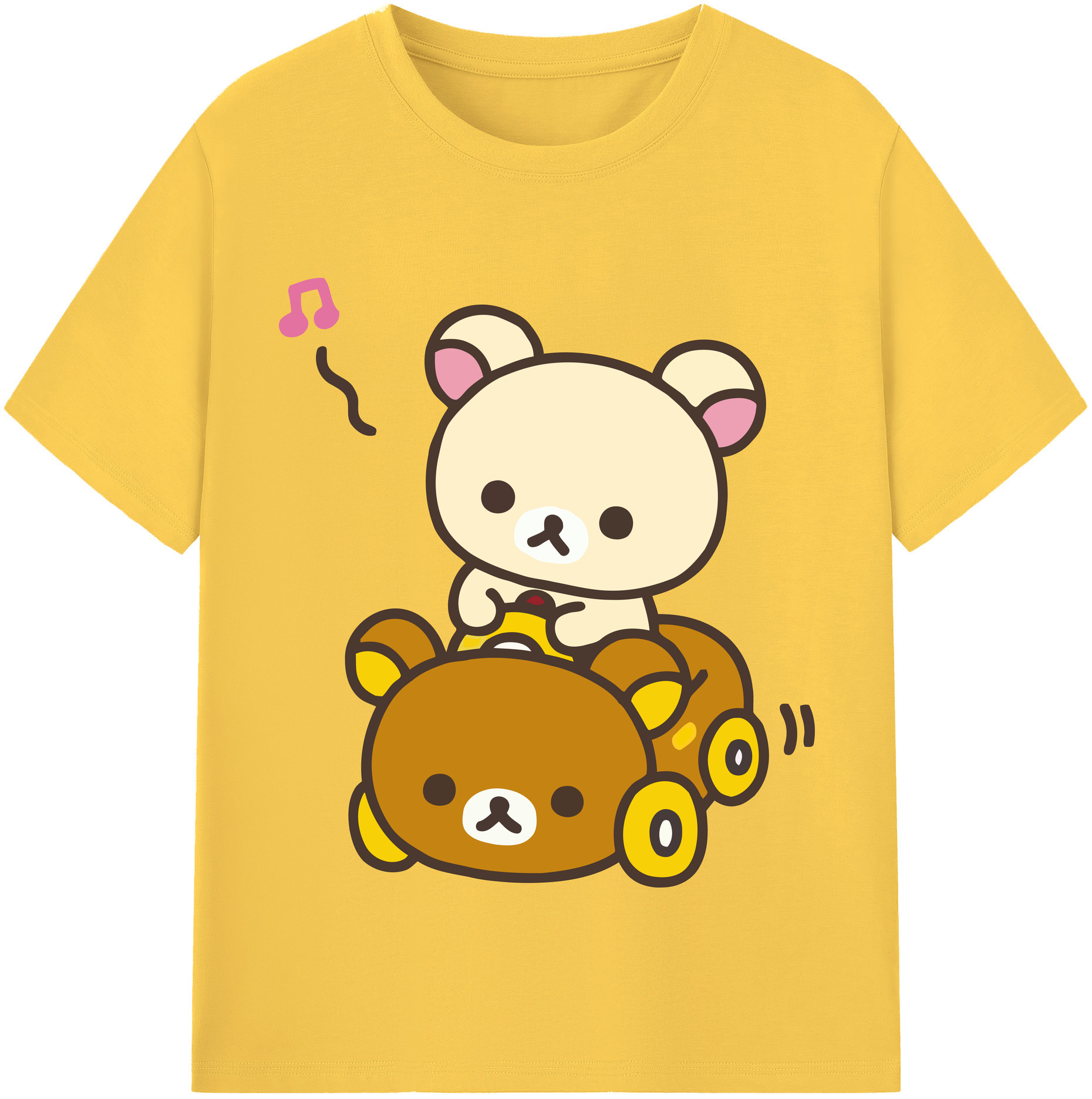 （画像用） リラックマ リラックマ キイロイトリ Rilakkuma Korilakkuma Kiiroitori 綿100％半袖Tシャツ（フロントプリント）