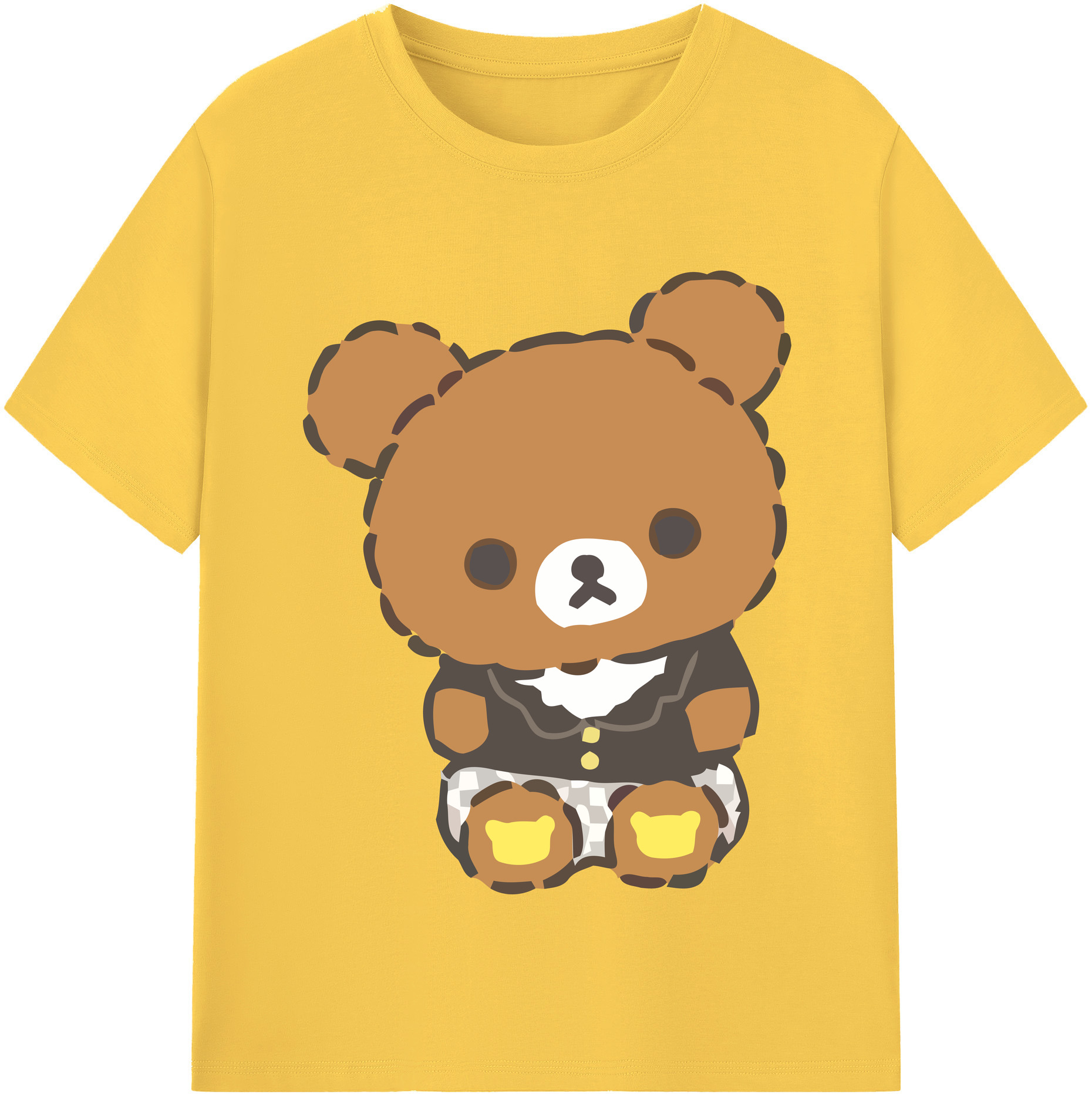 （画像用） リラックマ リラックマ キイロイトリ Rilakkuma Korilakkuma Kiiroitori 綿100％半袖Tシャツ（フロントプリント）