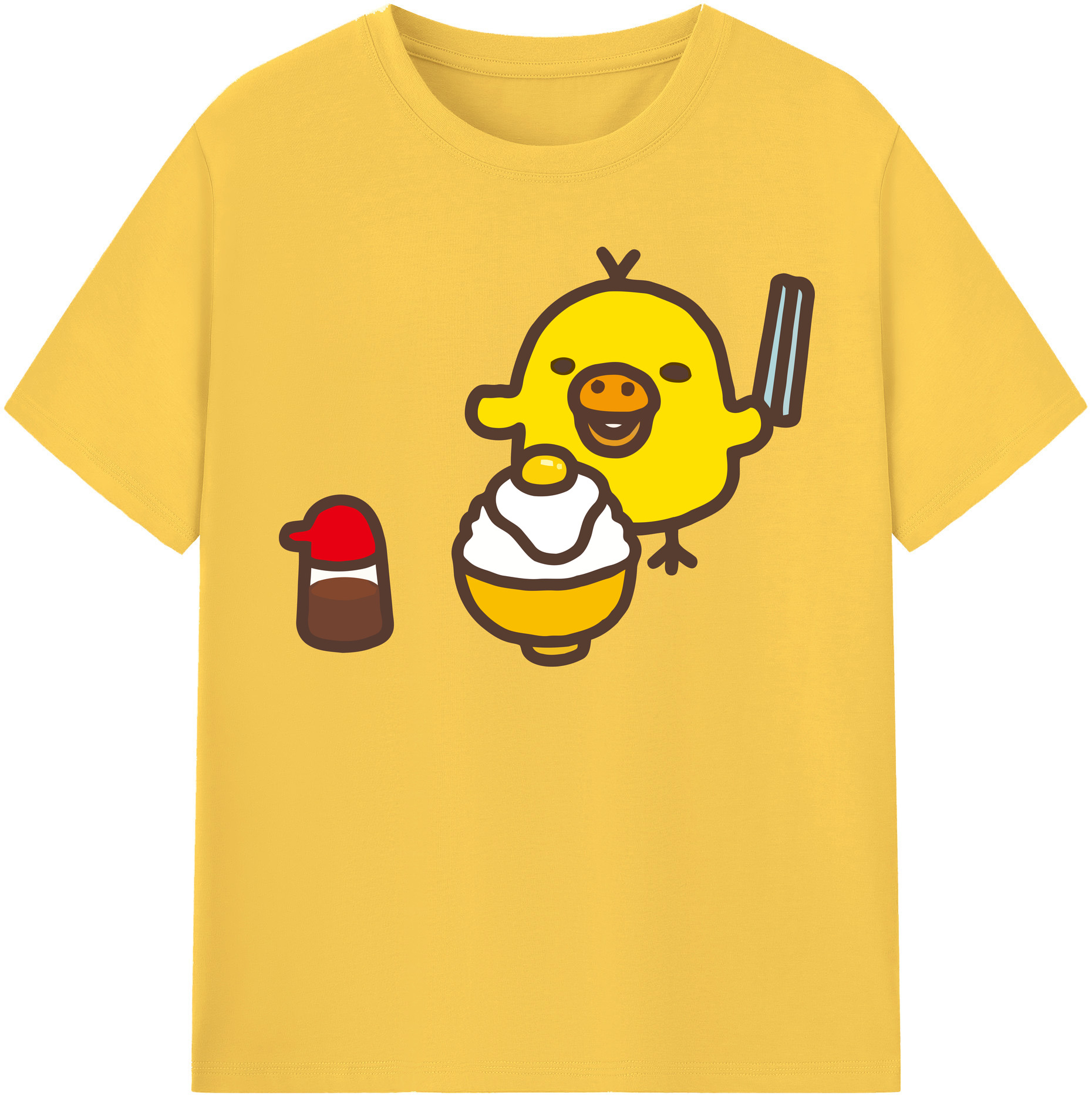 （画像用） リラックマ リラックマ キイロイトリ Rilakkuma Korilakkuma Kiiroitori 綿100％半袖Tシャツ（フロントプリント）