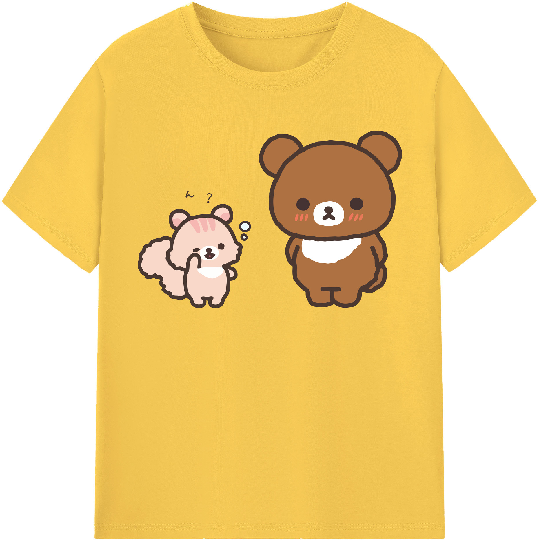 （画像用） リラックマ リラックマ キイロイトリ Rilakkuma Korilakkuma Kiiroitori 綿100％半袖Tシャツ（フロントプリント）