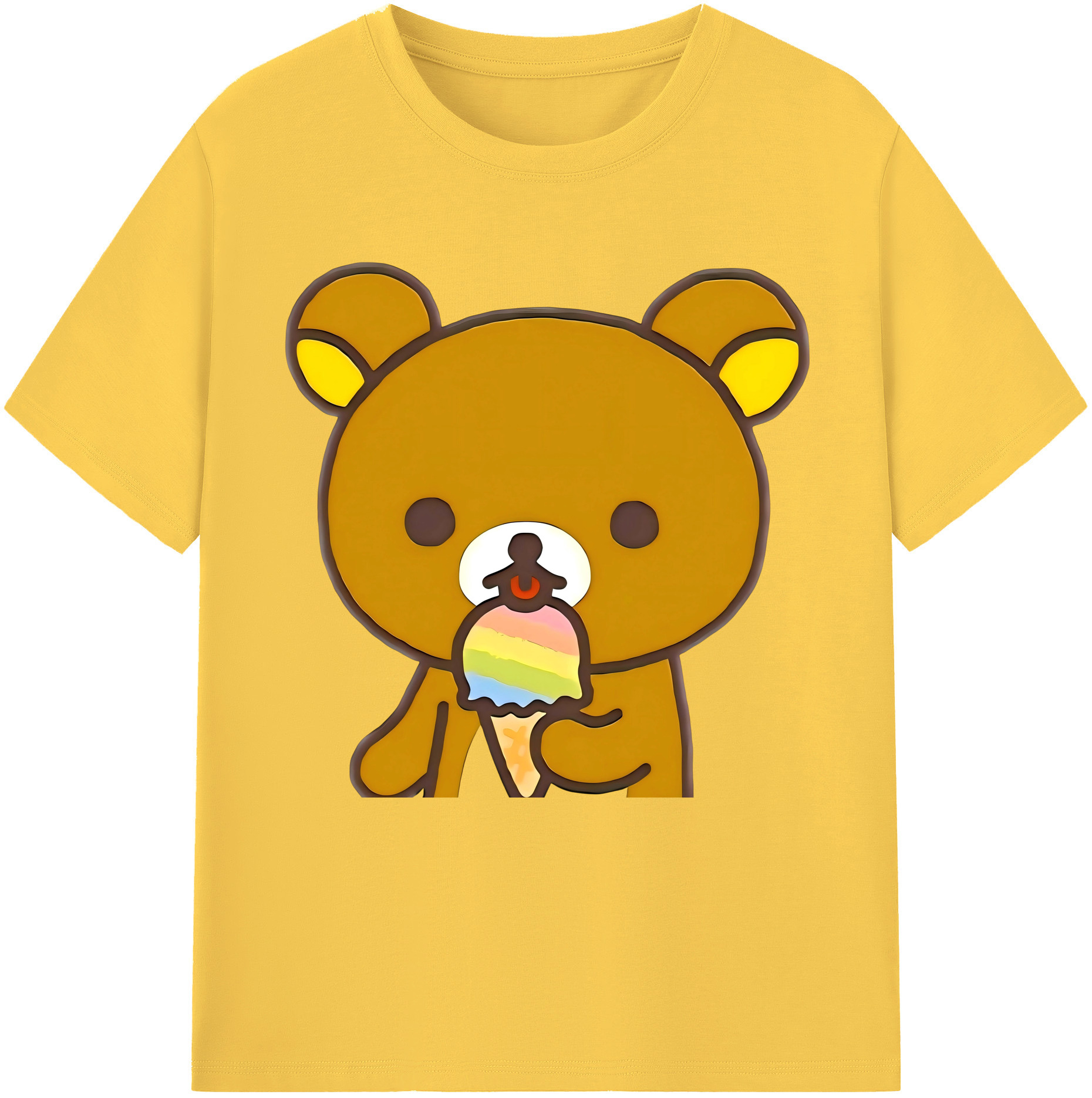 （画像用） リラックマ リラックマ キイロイトリ Rilakkuma Korilakkuma Kiiroitori 綿100％半袖Tシャツ（フロントプリント）
