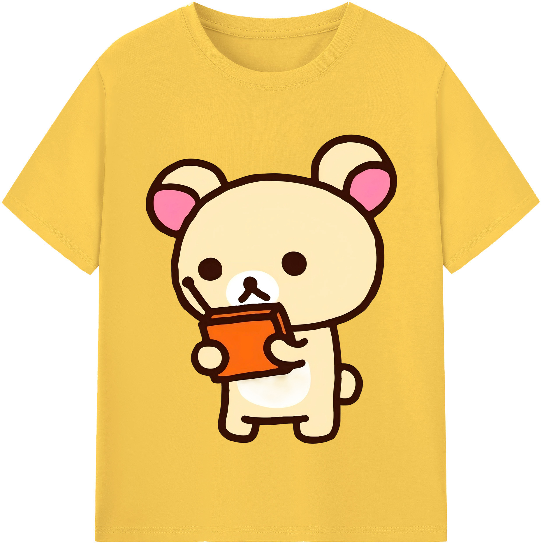 （画像用） リラックマ リラックマ キイロイトリ Rilakkuma Korilakkuma Kiiroitori 綿100％半袖Tシャツ（フロントプリント）