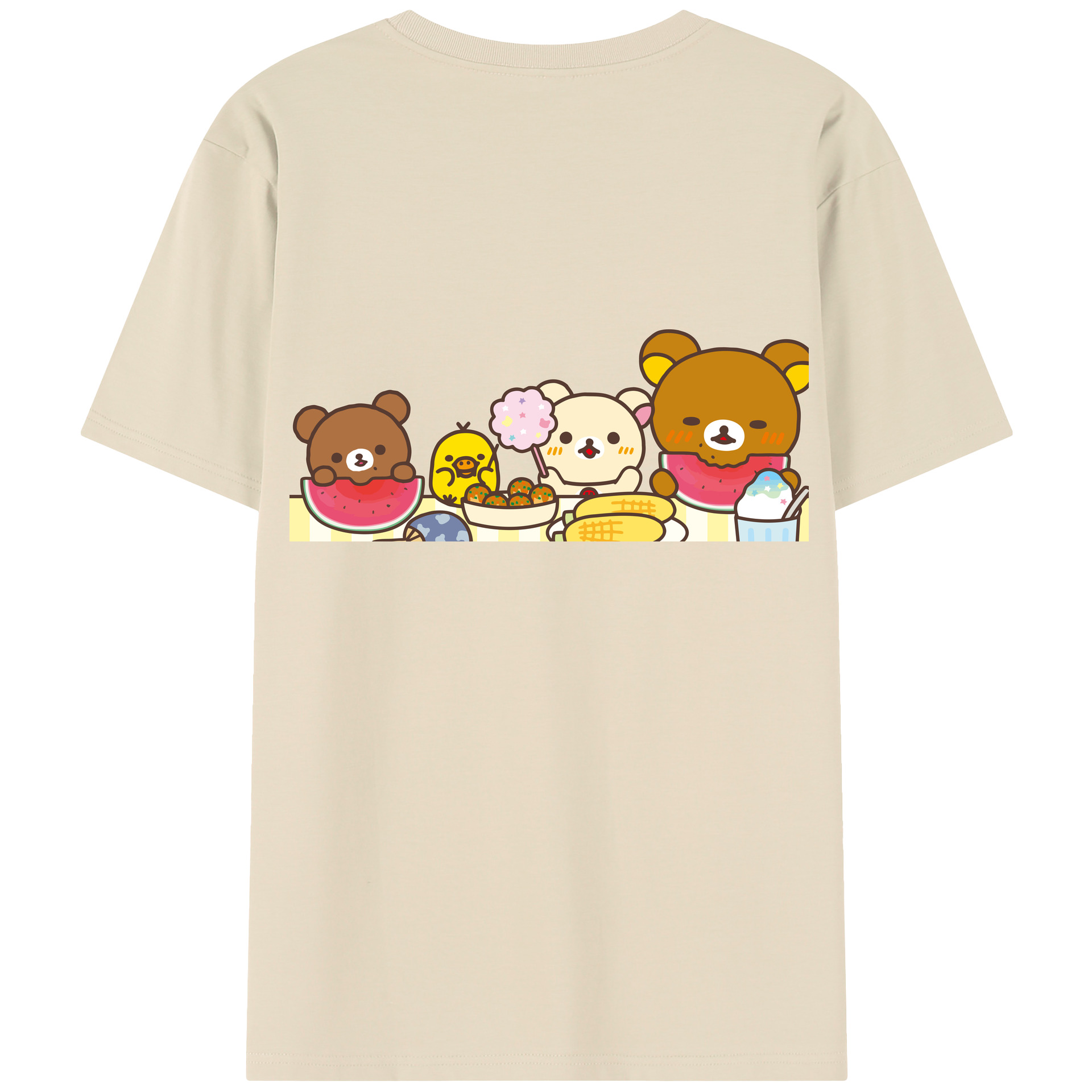 （画像用） リラックマ リラックマ キイロイトリ Rilakkuma Korilakkuma Kiiroitori 綿100％半袖Tシャツ（背面プリント）