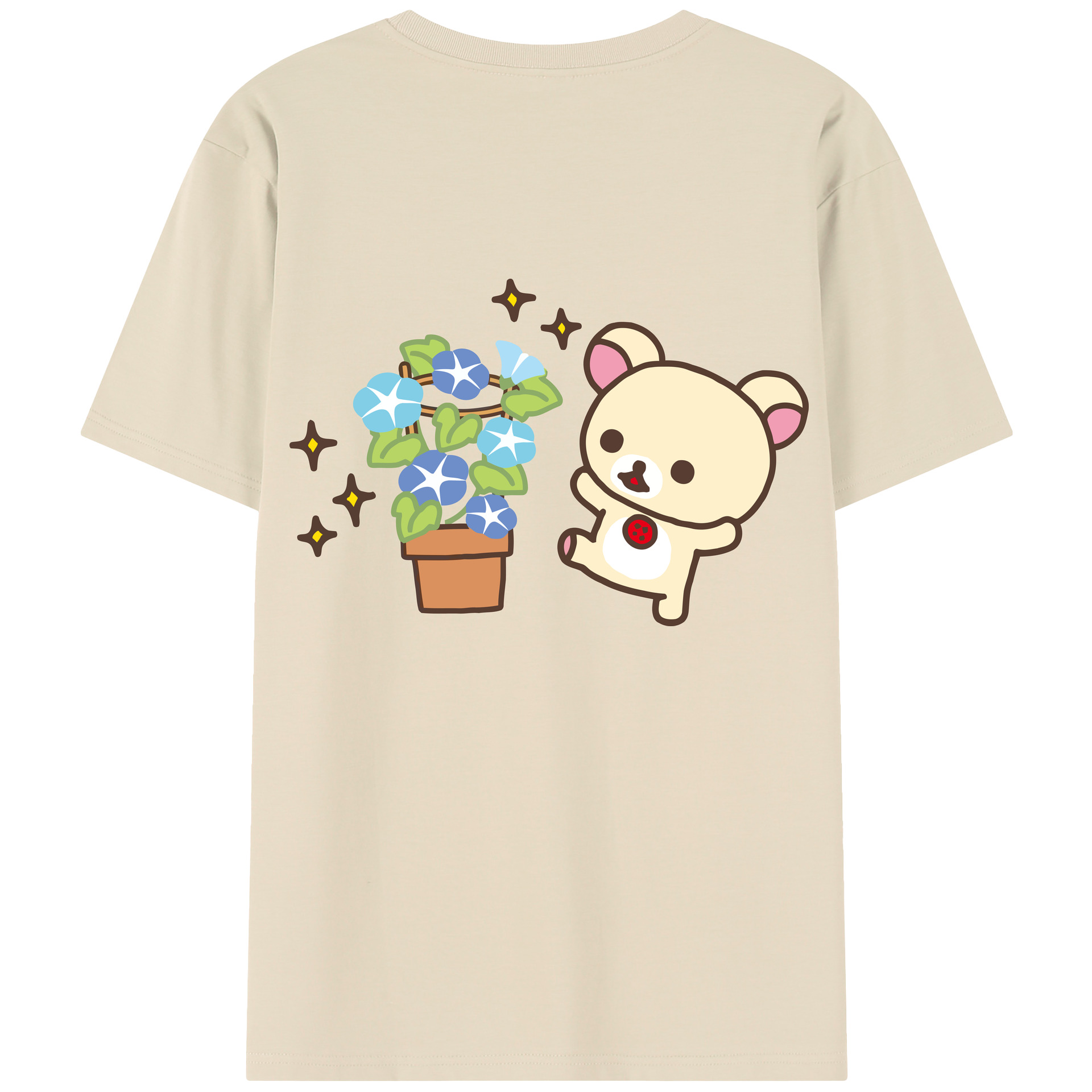 （画像用） リラックマ リラックマ キイロイトリ Rilakkuma Korilakkuma Kiiroitori 綿100％半袖Tシャツ（背面プリント）