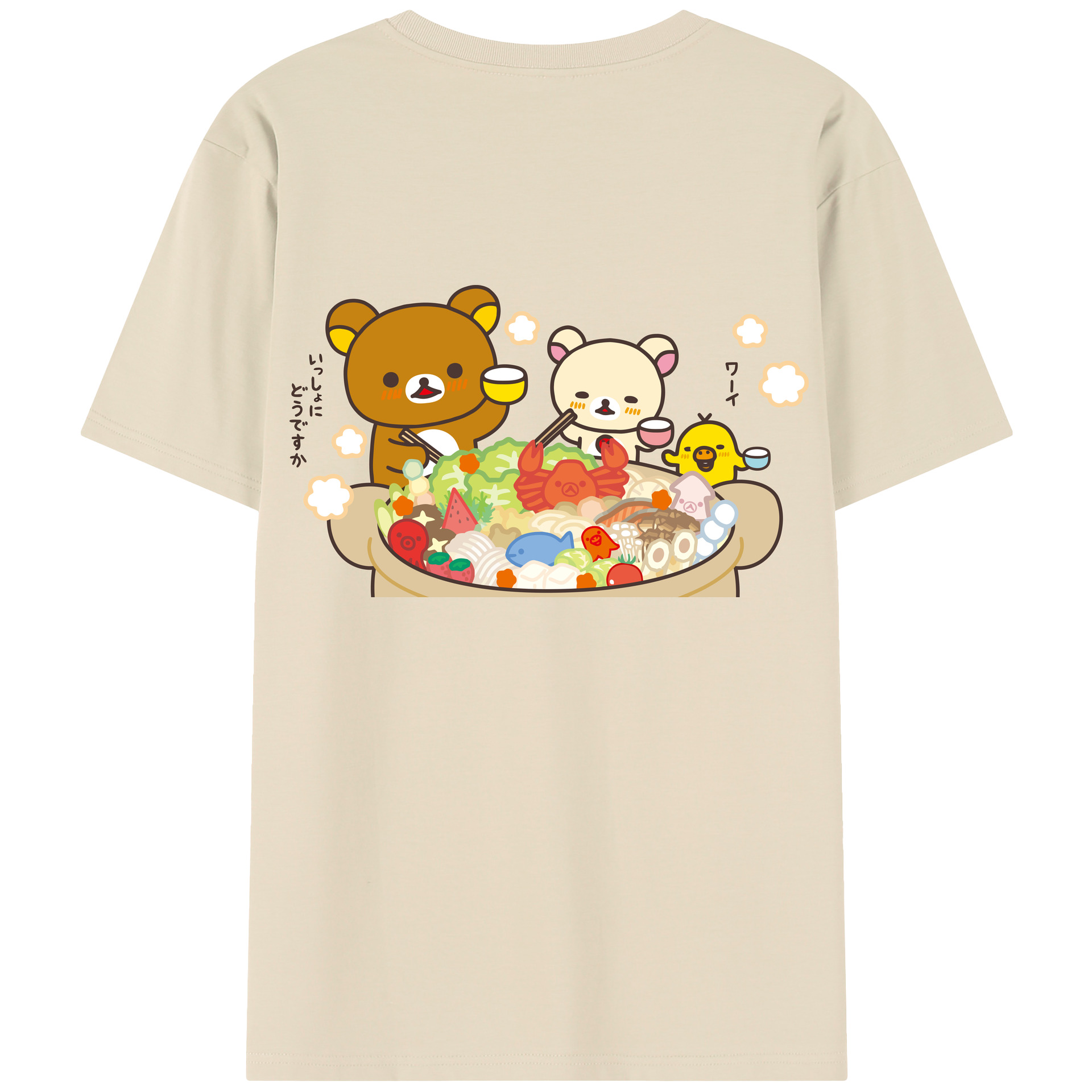 （画像用） リラックマ リラックマ キイロイトリ Rilakkuma Korilakkuma Kiiroitori 綿100％半袖Tシャツ（背面プリント）