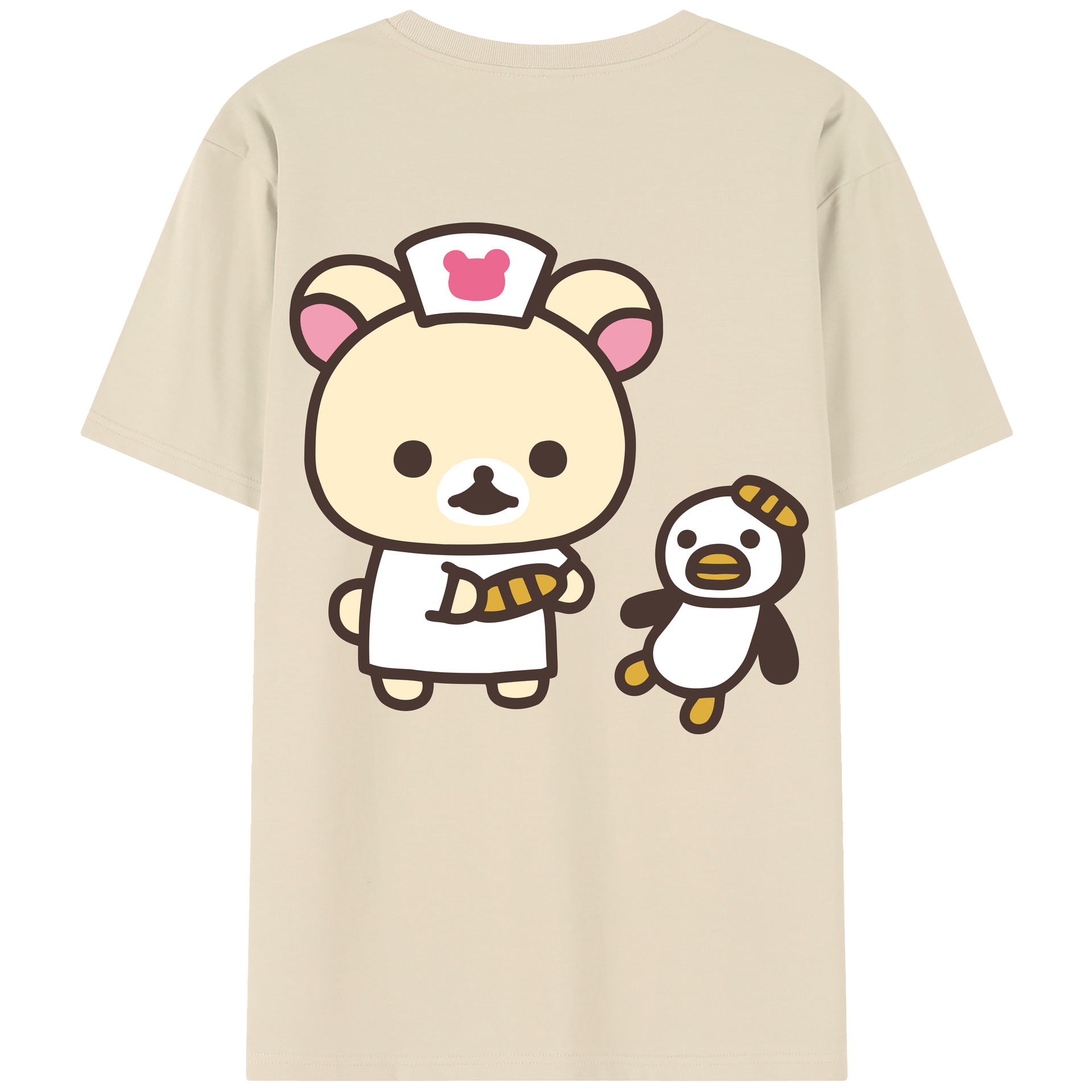 （画像用） リラックマ リラックマ キイロイトリ Rilakkuma Korilakkuma Kiiroitori 綿100％半袖Tシャツ（背面プリント）