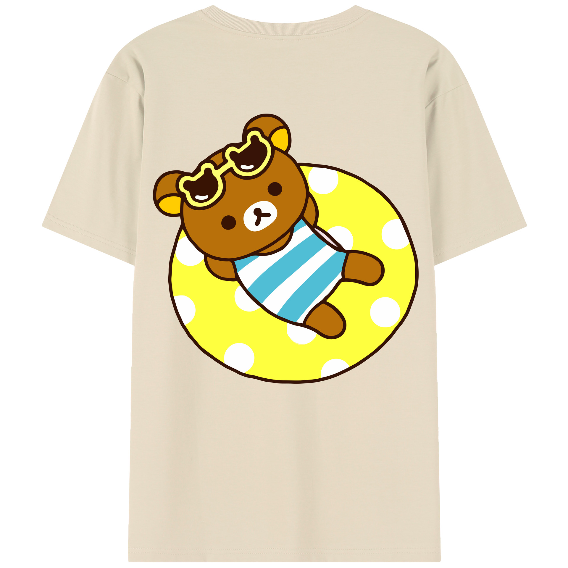 （画像用） リラックマ リラックマ キイロイトリ Rilakkuma Korilakkuma Kiiroitori 綿100％半袖Tシャツ（背面プリント）