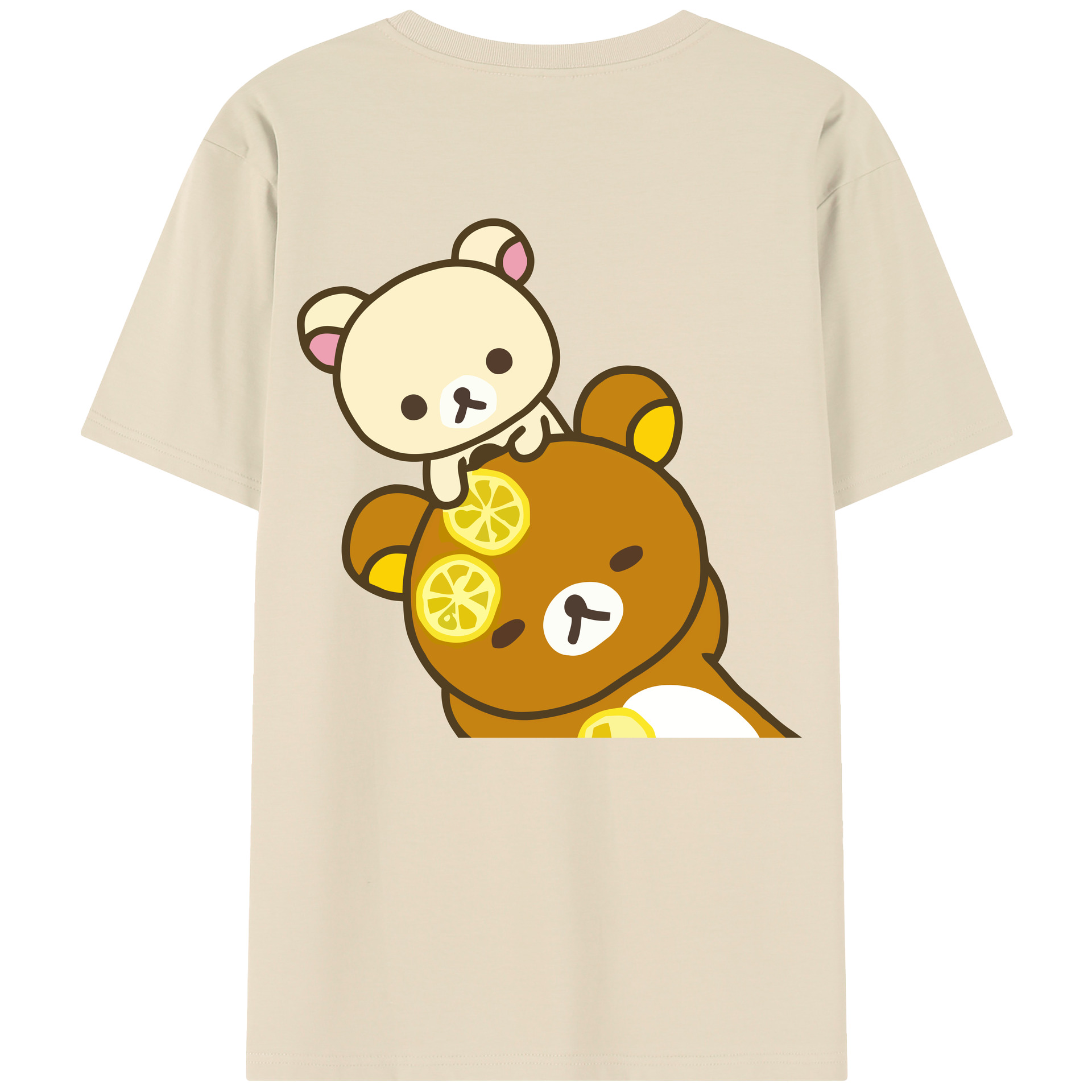 （画像用） リラックマ リラックマ キイロイトリ Rilakkuma Korilakkuma Kiiroitori 綿100％半袖Tシャツ（背面プリント）