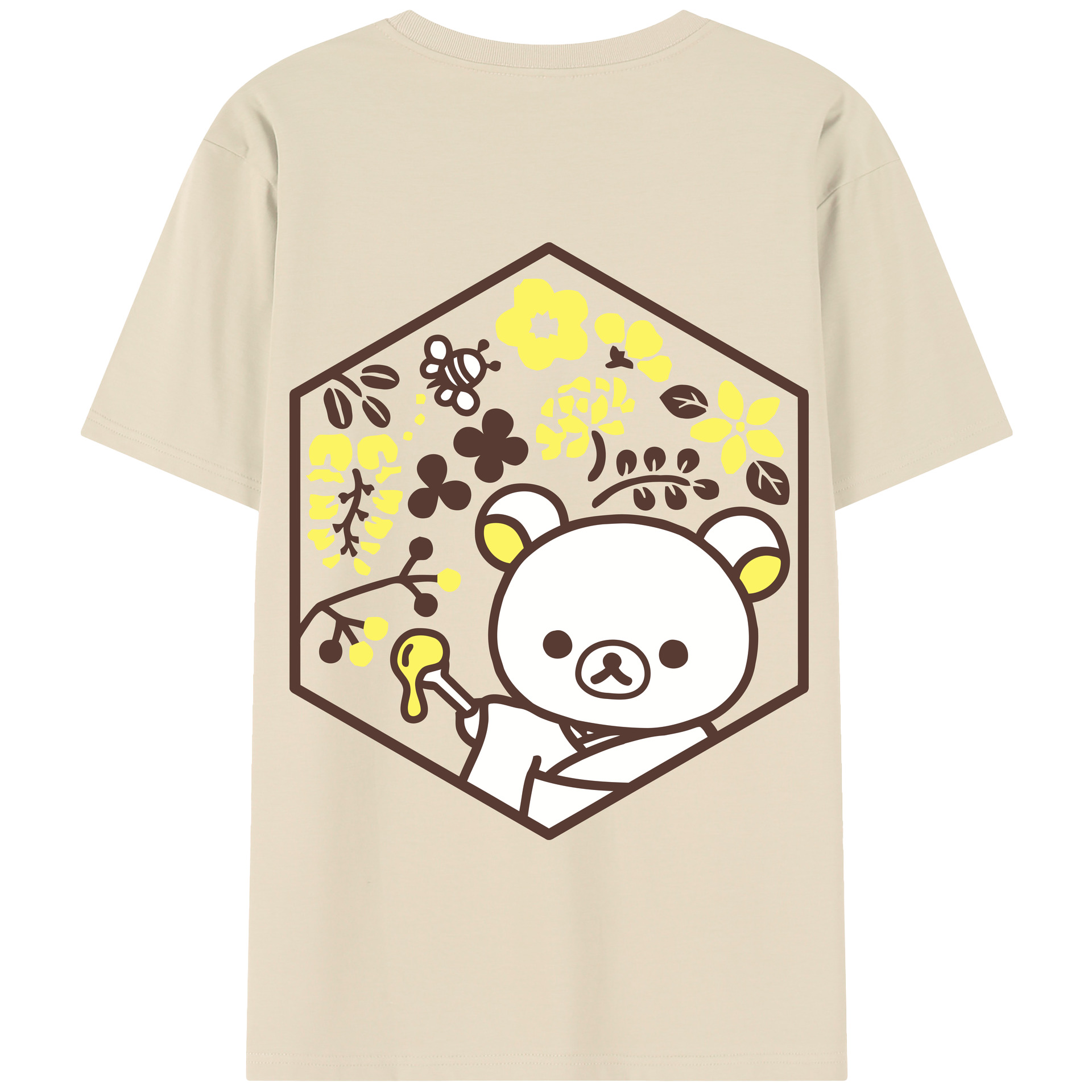 （画像用） リラックマ リラックマ キイロイトリ Rilakkuma Korilakkuma Kiiroitori 綿100％半袖Tシャツ（背面プリント）