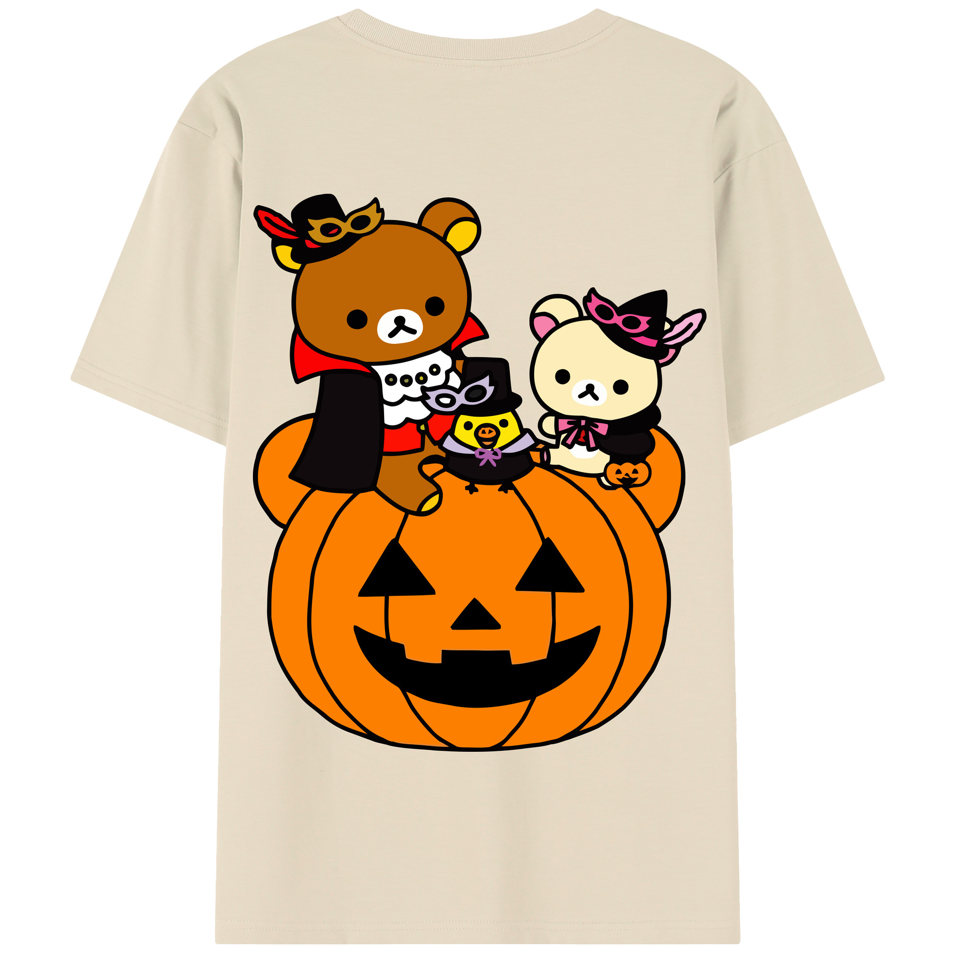 （画像用） リラックマ リラックマ キイロイトリ Rilakkuma Korilakkuma Kiiroitori 綿100％半袖Tシャツ（背面プリント）