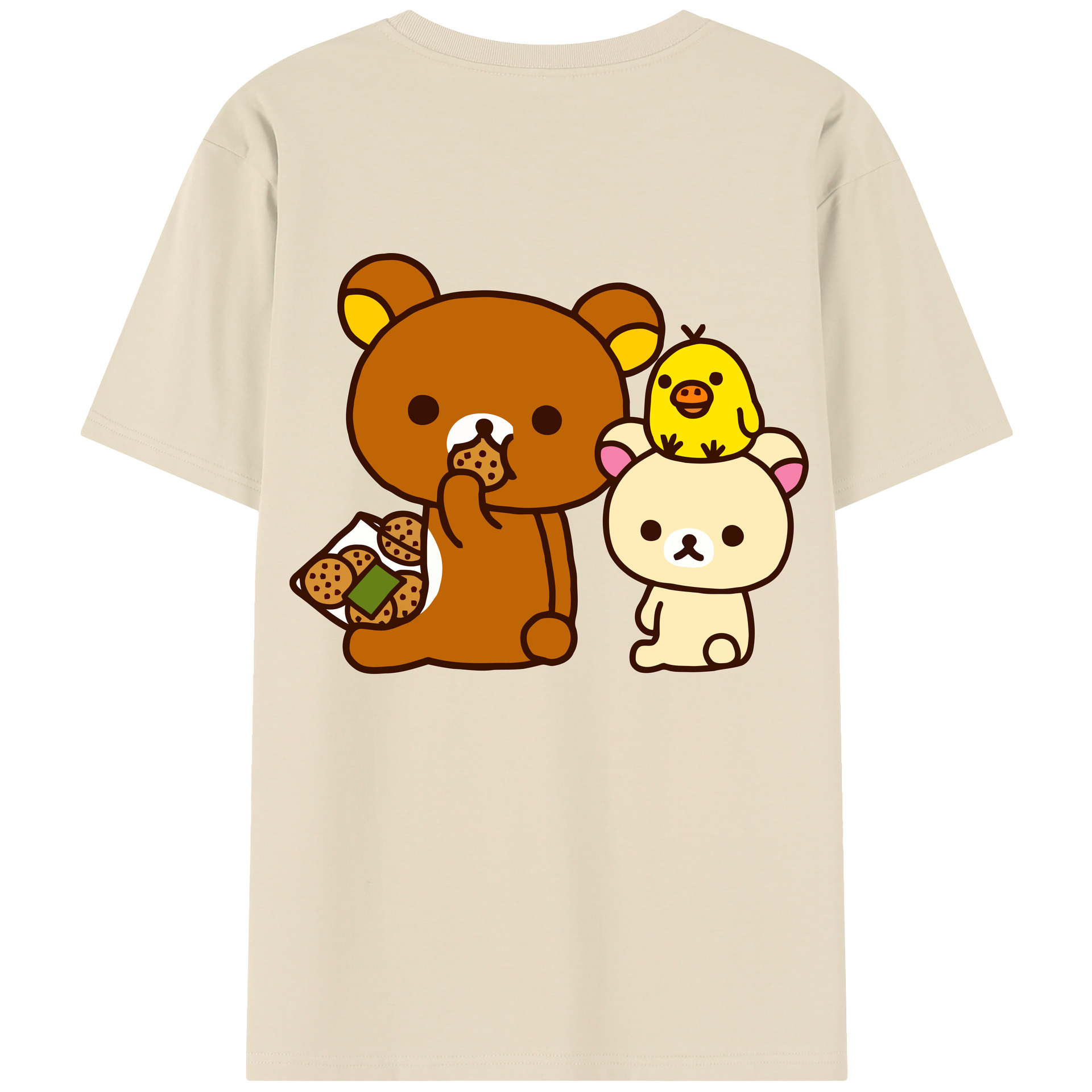 （画像用） リラックマ リラックマ キイロイトリ Rilakkuma Korilakkuma Kiiroitori 綿100％半袖Tシャツ（背面プリント）