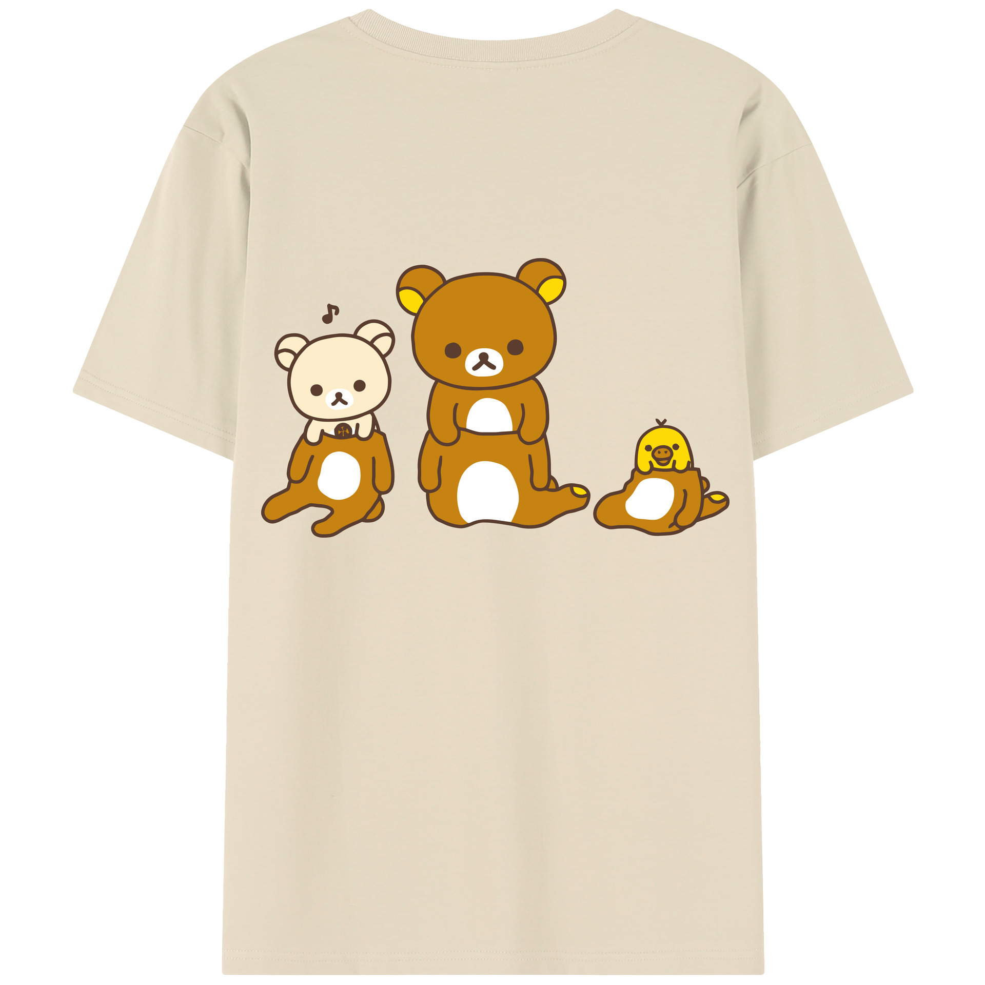 （画像用） リラックマ リラックマ キイロイトリ Rilakkuma Korilakkuma Kiiroitori 綿100％半袖Tシャツ（背面プリント）
