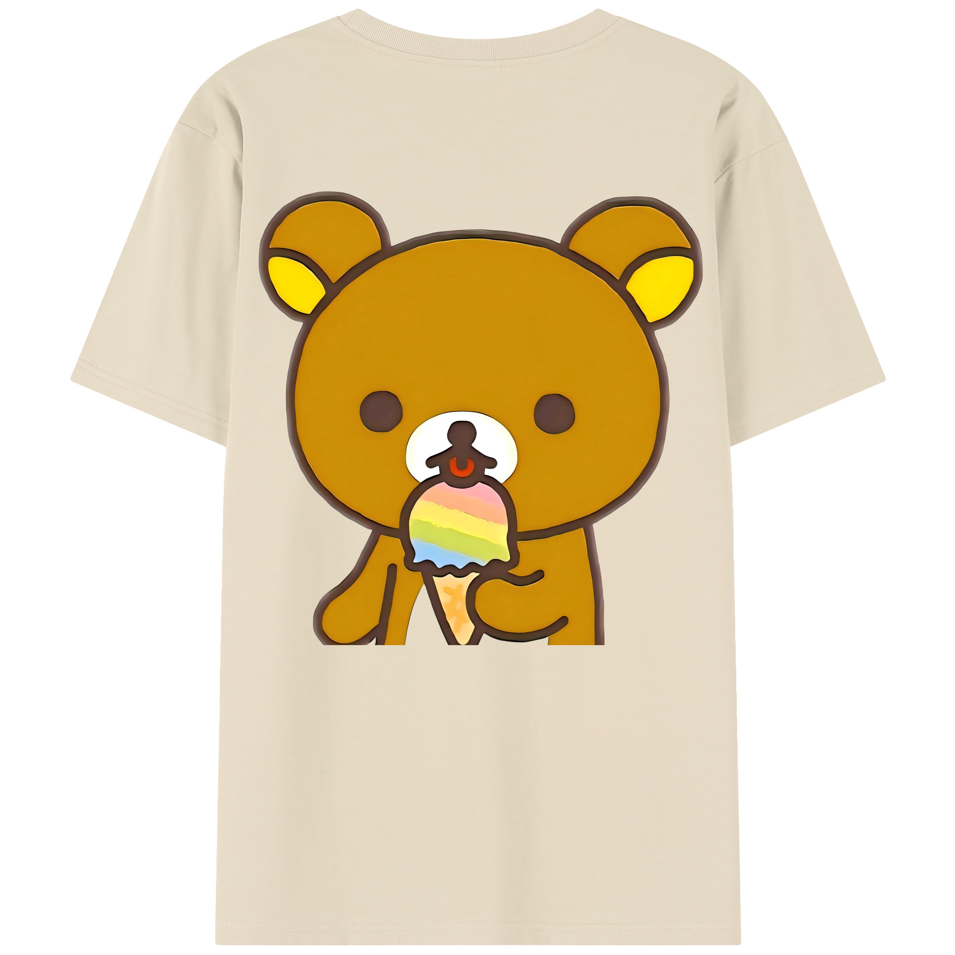 （画像用） リラックマ リラックマ キイロイトリ Rilakkuma Korilakkuma Kiiroitori 綿100％半袖Tシャツ（背面プリント）